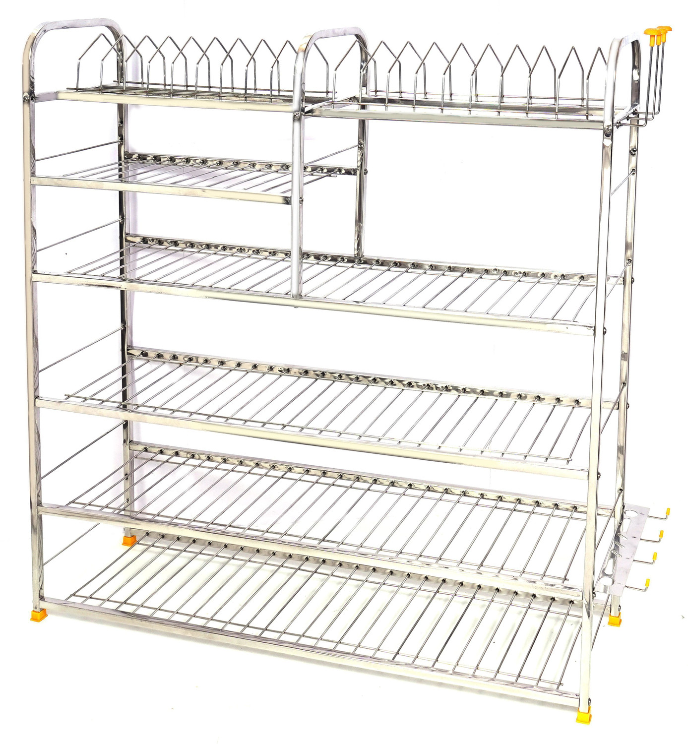 Image of NAVUM ROSHANI Utensil Kitchen Rack Steel Stainless Steel Kitchen Dish Rack | Plate Cutlery Stand | Kitchen Utensils Rack | Modern Kitchen Storage Rack (36 x 36) INCH 2.0,Silver