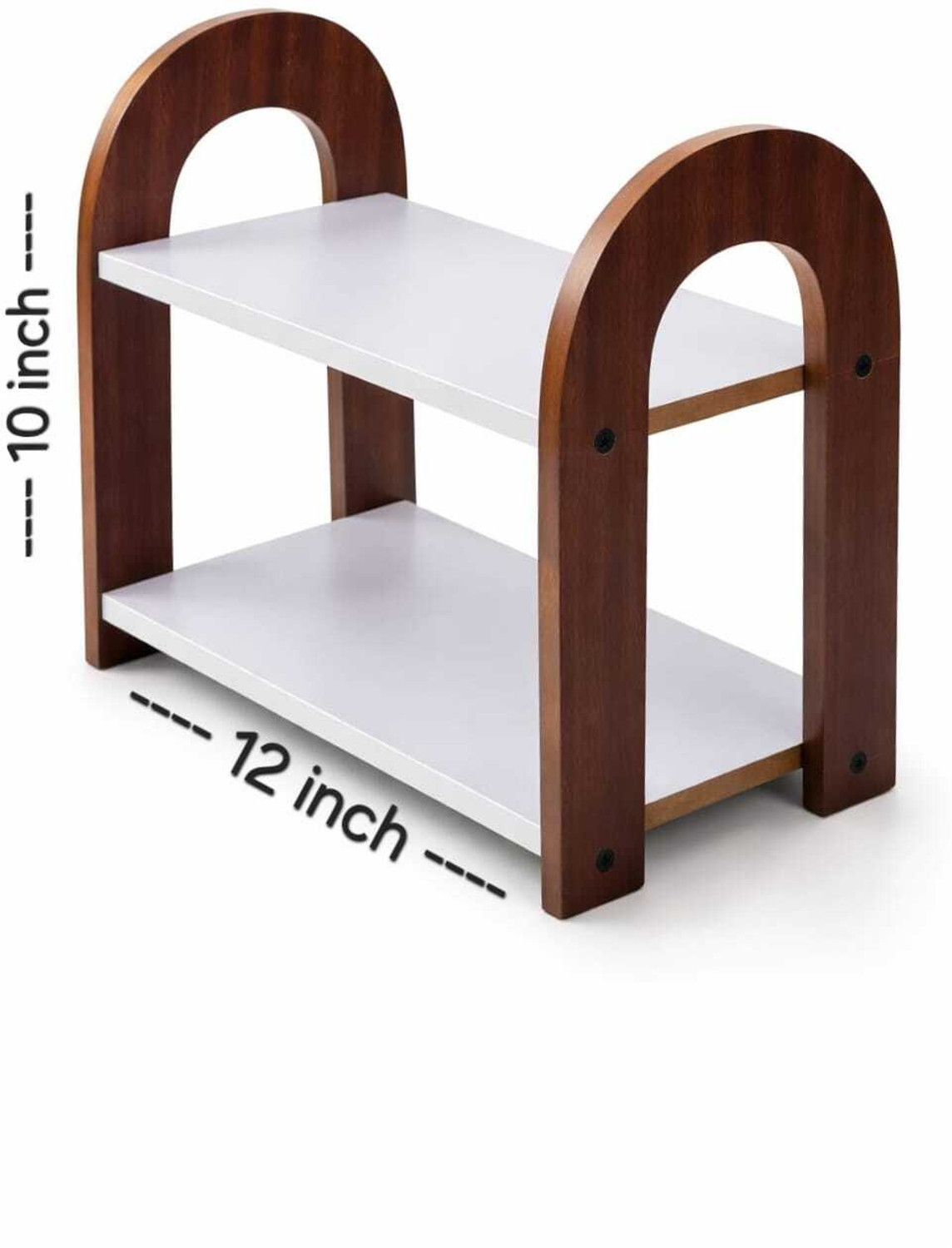Image of Firebees Containers Kitchen Rack Wood 2 Tier Kitchen Spice Rack Organizer for Countertop
