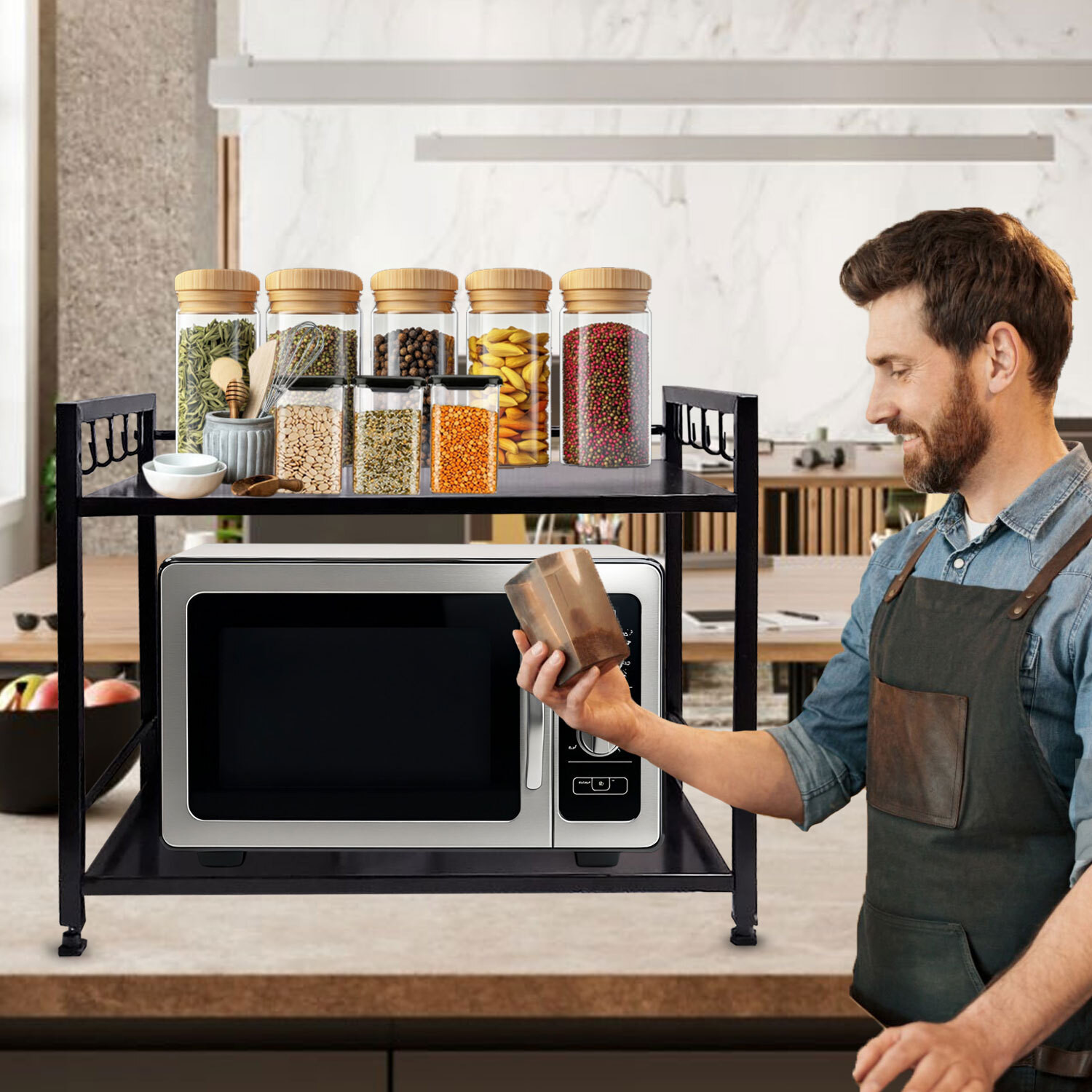 Image of A to Z Hub Containers Kitchen Rack Iron 2Tier Kitchen Storage Rack,Microwave Oven Stand,Mixture Stand,OTG Stand Platform