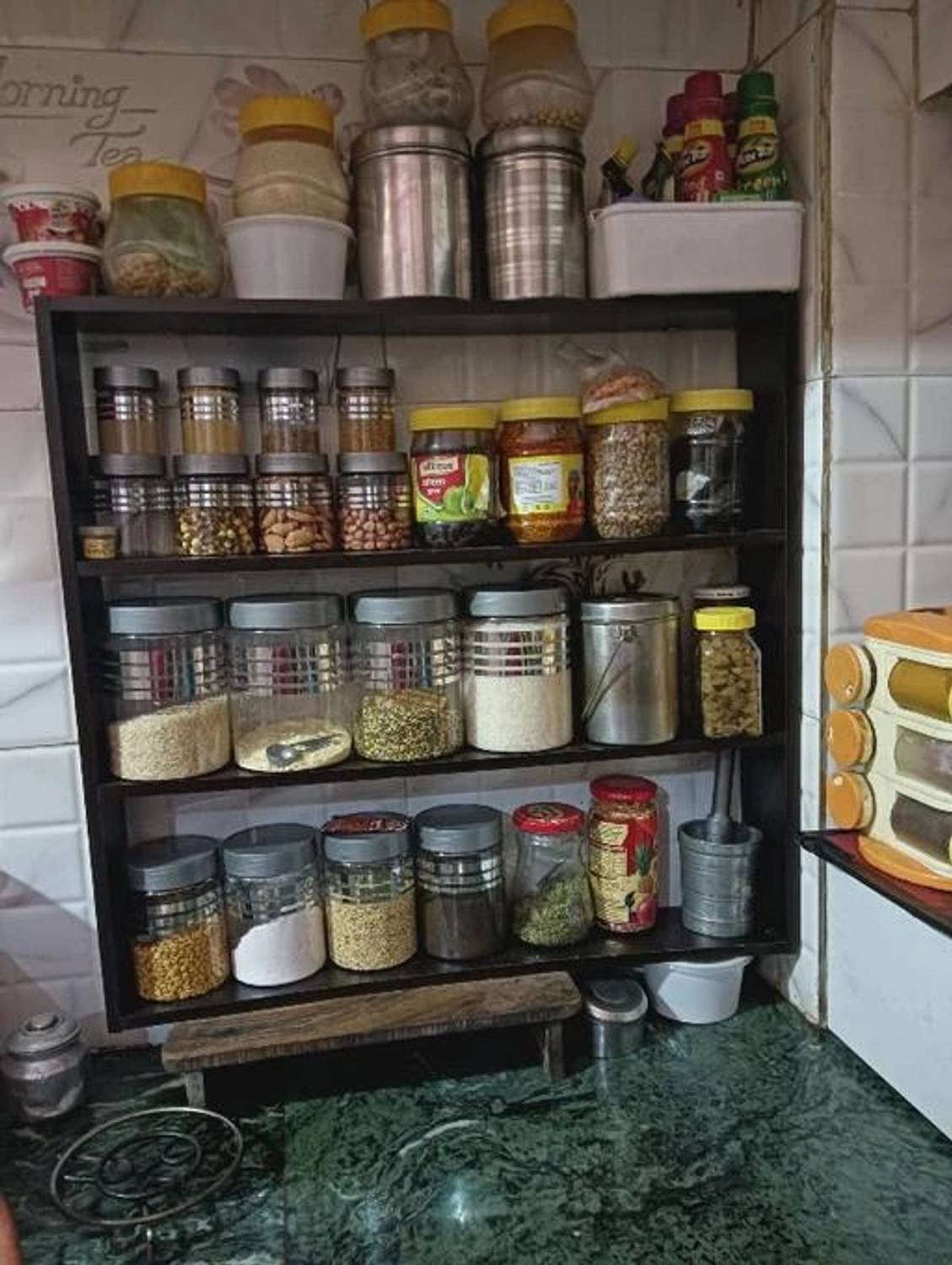 WOODSYWODERS Containers Kitchen Rack Wood Premium Rack – 3 Tier Organizer Kitchen & Beauty Product Rack