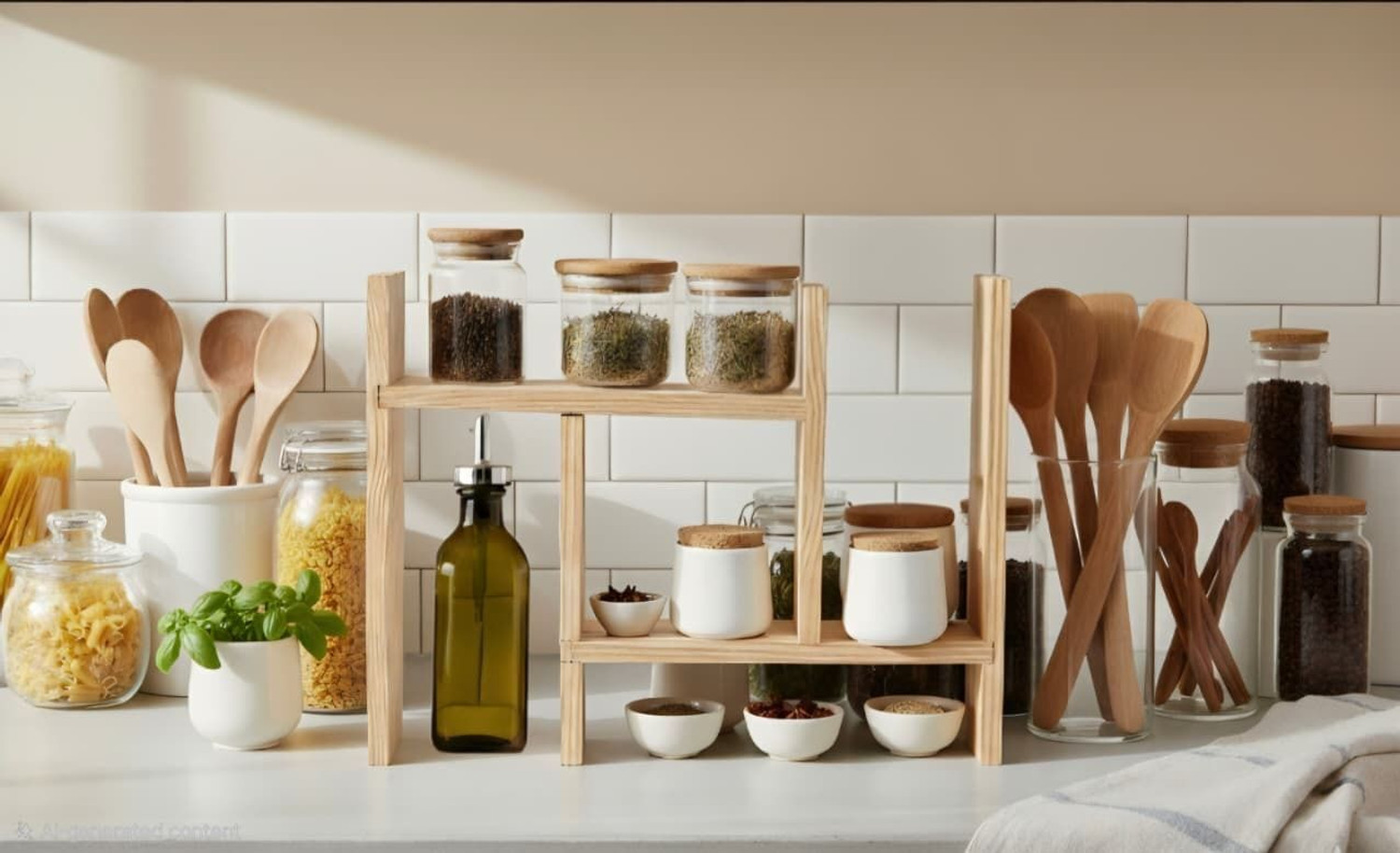 Image of JCT AGRICO Containers Kitchen Rack Wood natuarl wooden kitchen rack /shelf /organizer /stand