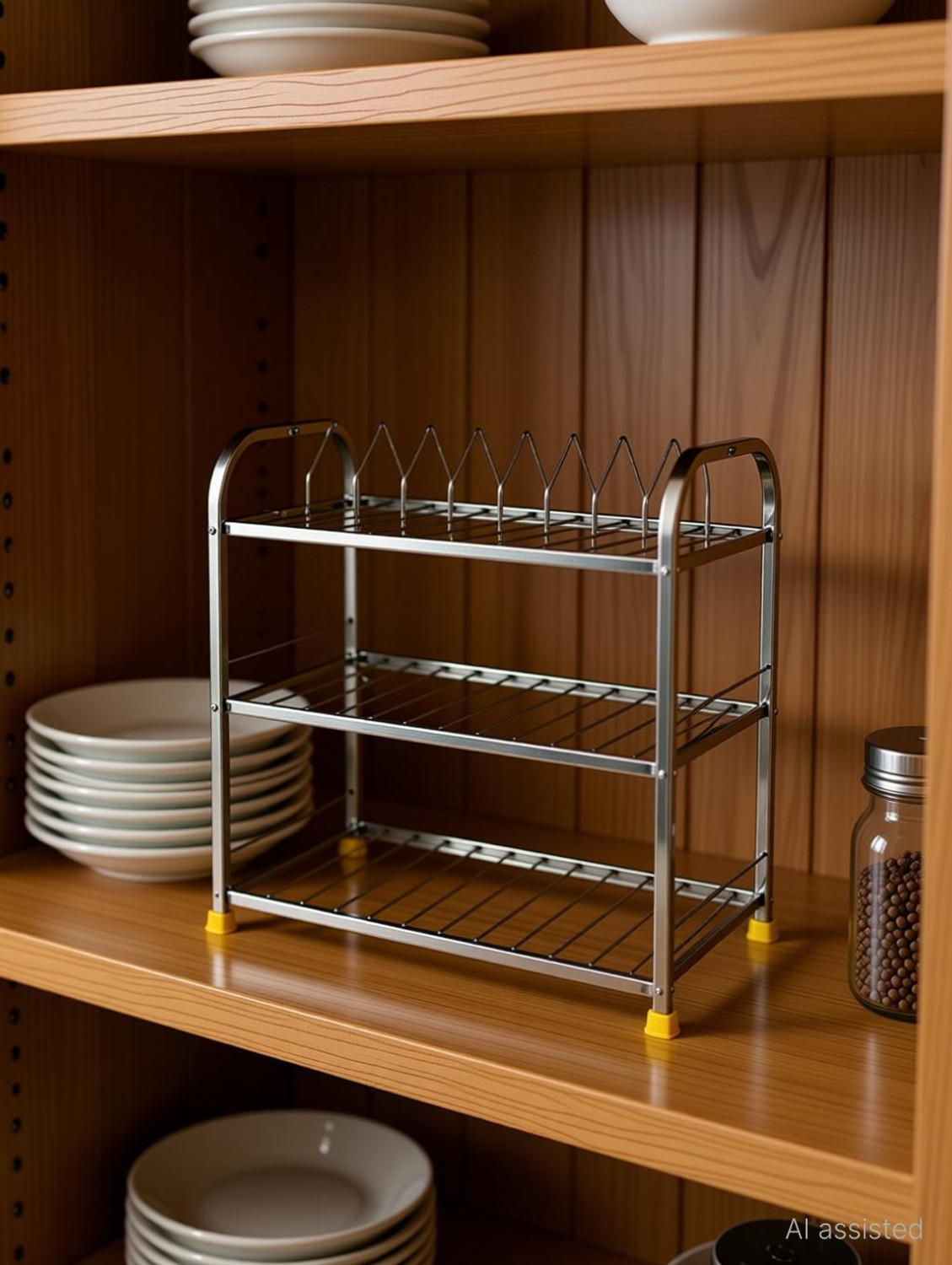 Image of ASTEEL Utensil Kitchen Rack Steel 18*18 inch utensil Bartan rack