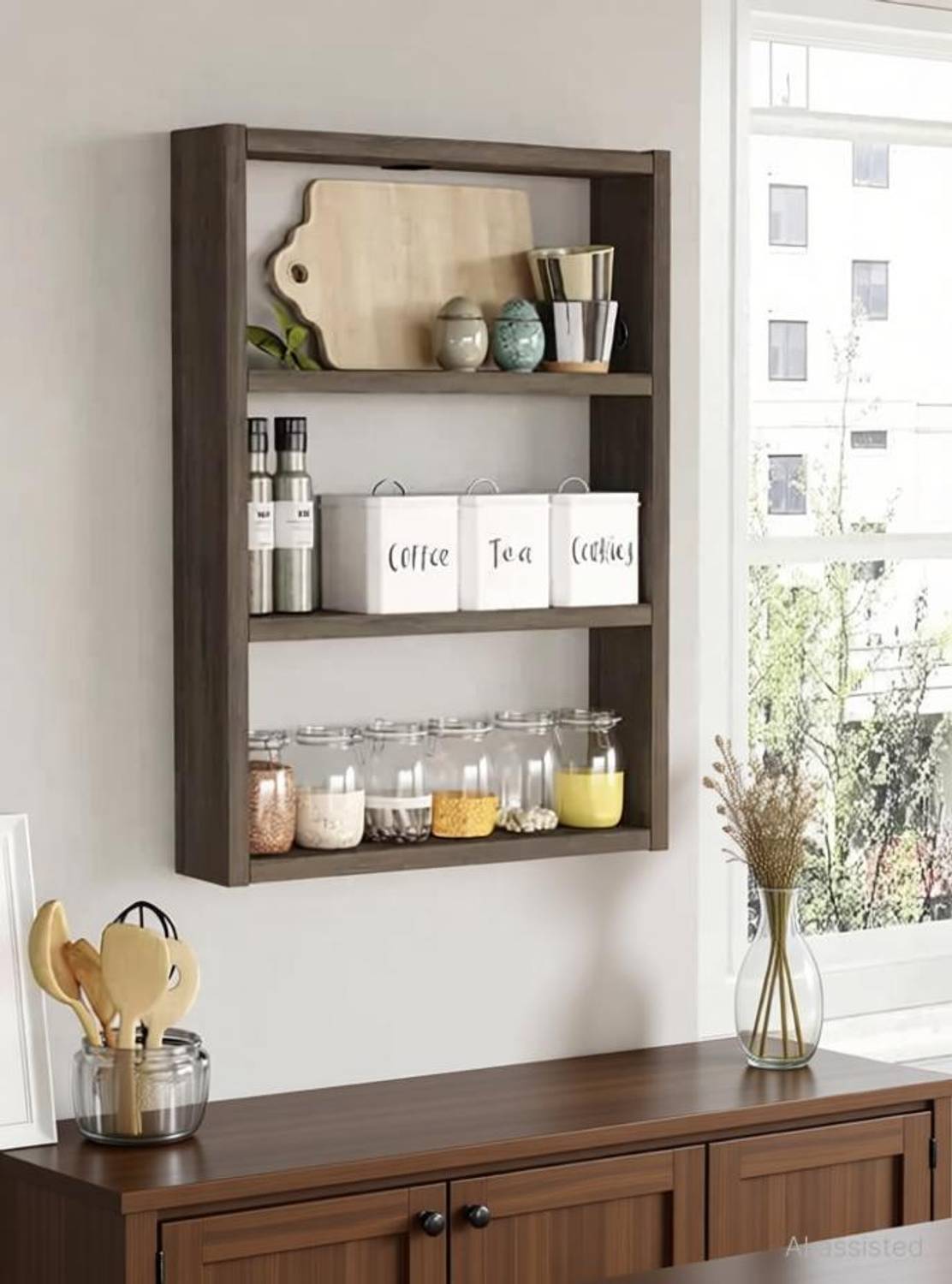 Carvedcreations Containers Kitchen Rack Wood Wooden 3 Tier Kitchen Rack