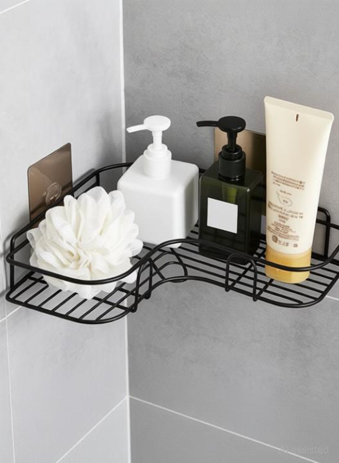 Image of Jiffy Cutlery Kitchen Rack Steel Multipurpose Self Adhesive Wall-Mounted Corner Storage Rack Bathroom Shelf Organizer Kitchen Basket Cosmetic Hanging Shower Caddy Rack Stainless Steel Wall Shelf  (Number of Shelves - 1, Black)
