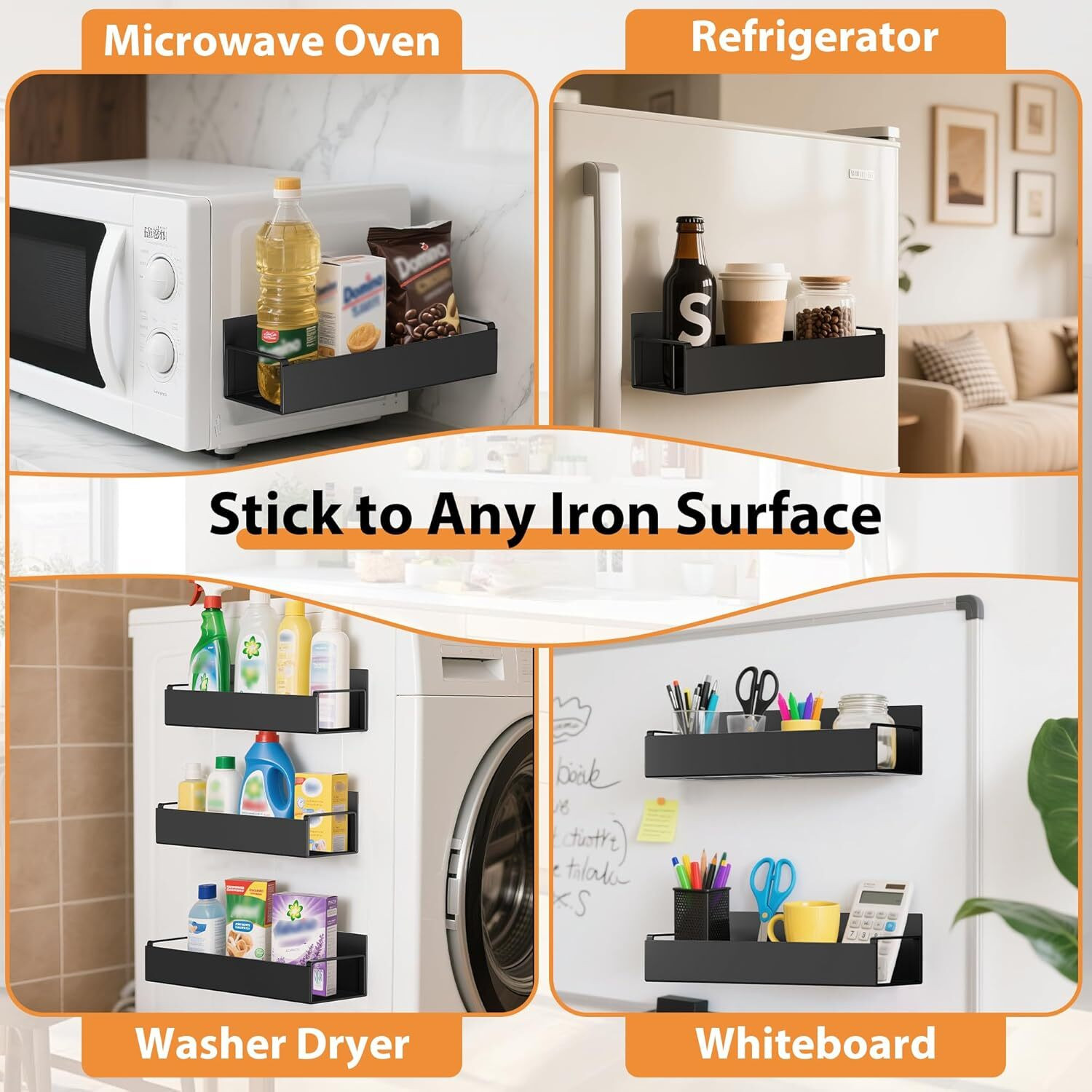Image of Rewop Containers Kitchen Rack Iron Fridge Side Storage Rack,Magnetic Metal Shelf For Fridge, Kitchen Spice Rack