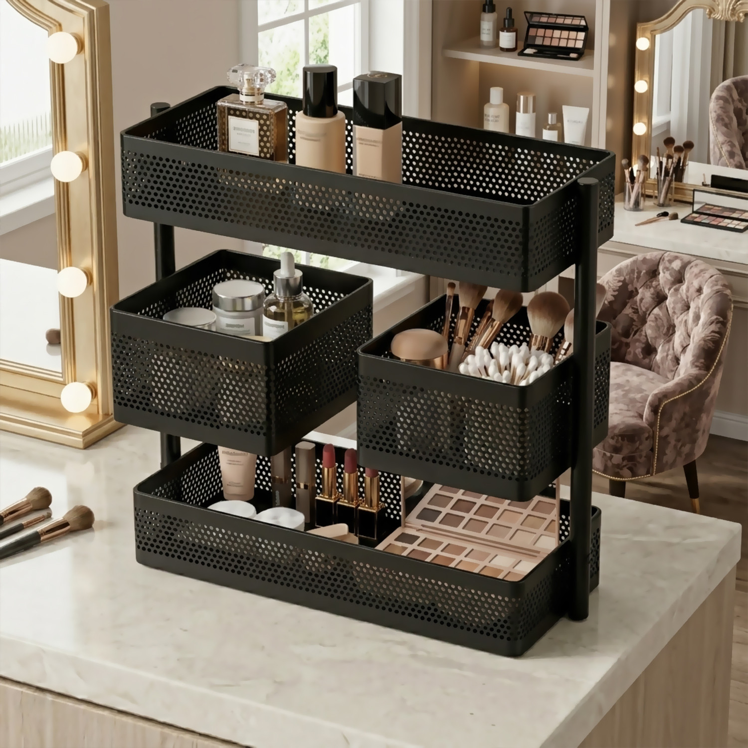 Image of Glostella Utensil Kitchen Rack Carbon Steel Kitchen Rotating rack 360 degree Kitchen Rack For Kitchen / Bathroom