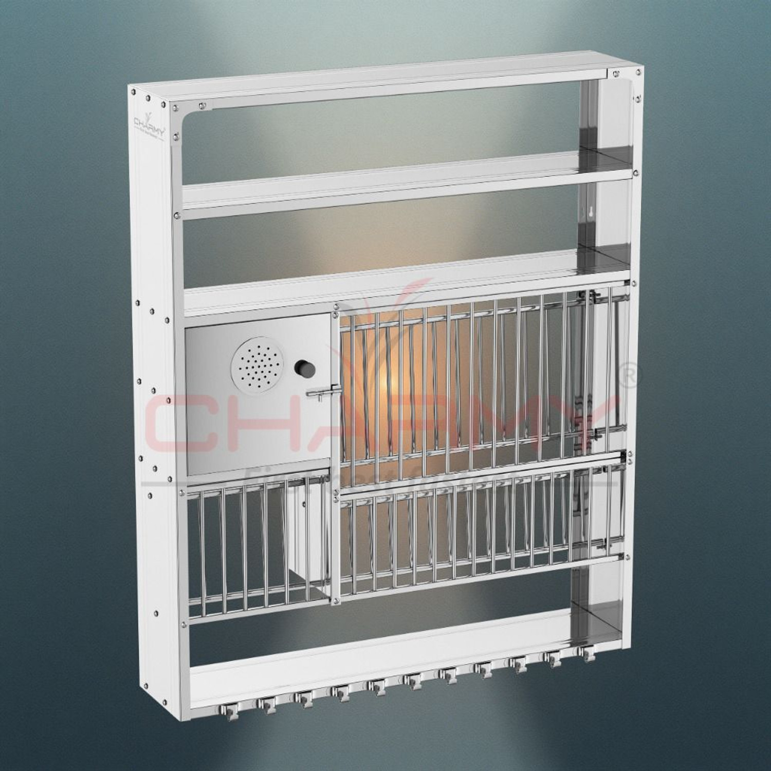 Image of Charmy Utensil Kitchen Rack Steel Premium Stainless Steel Wall-Mounted Kitchen Dish Rack,