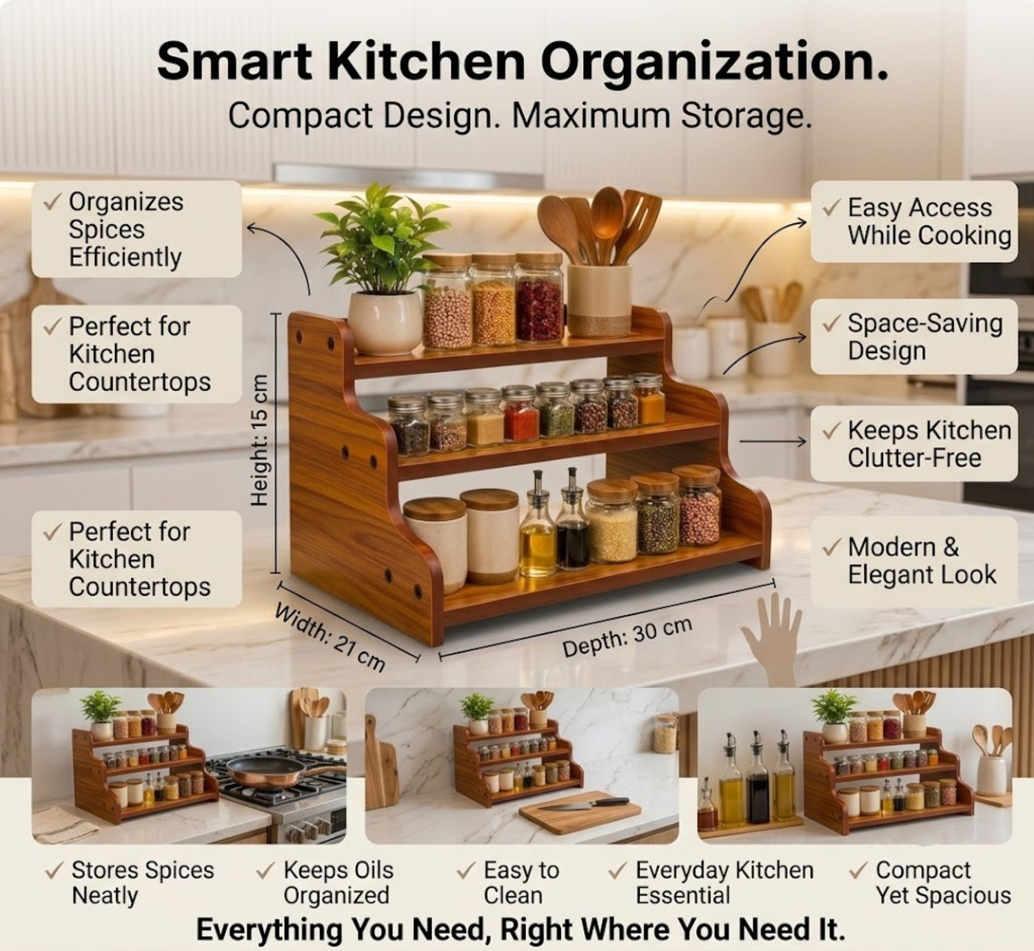 Image of Absysa Utensil Kitchen Rack Wood