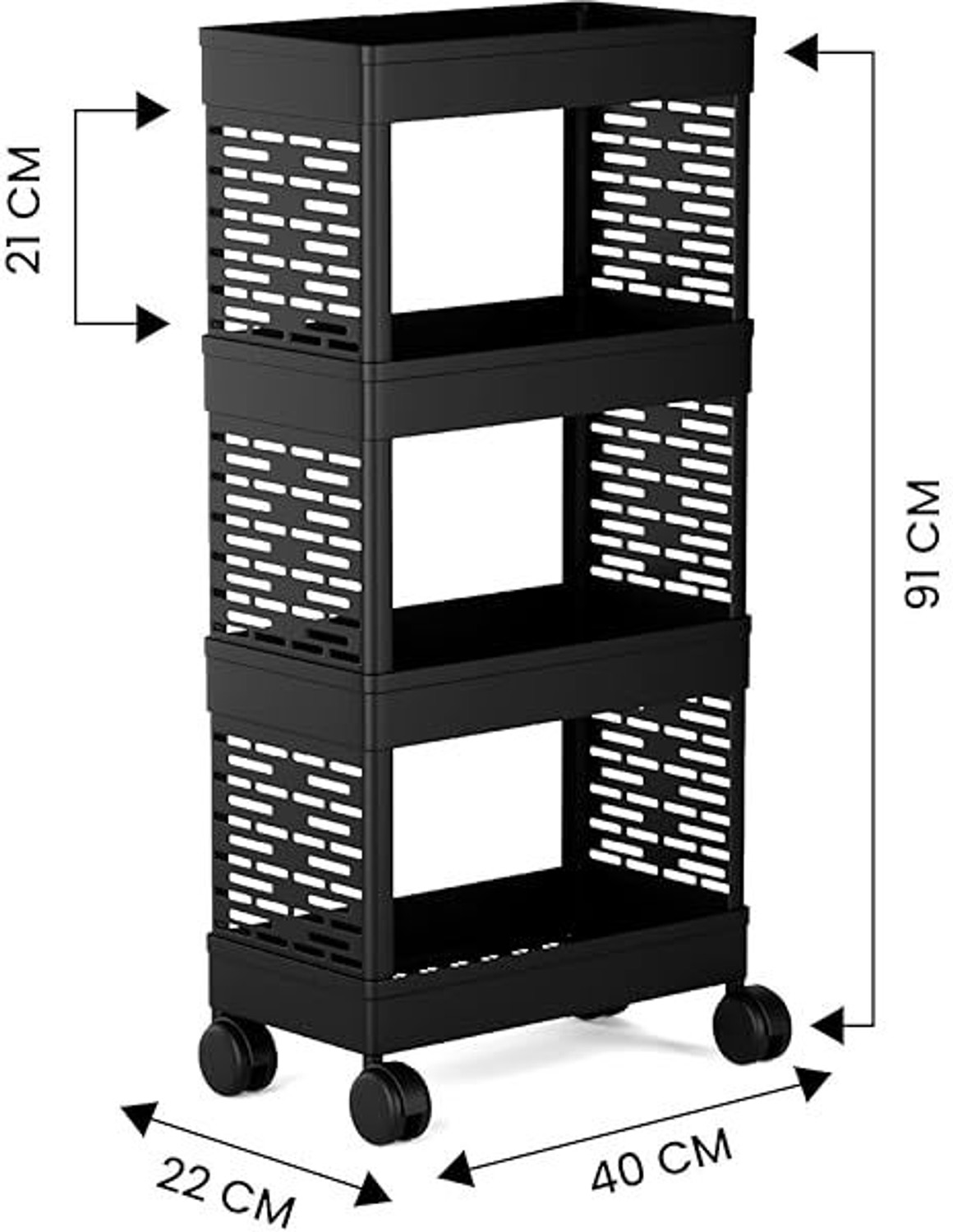 Image of ASHLAS kitchen trolley with wheels Plastic Kitchen Trolley
