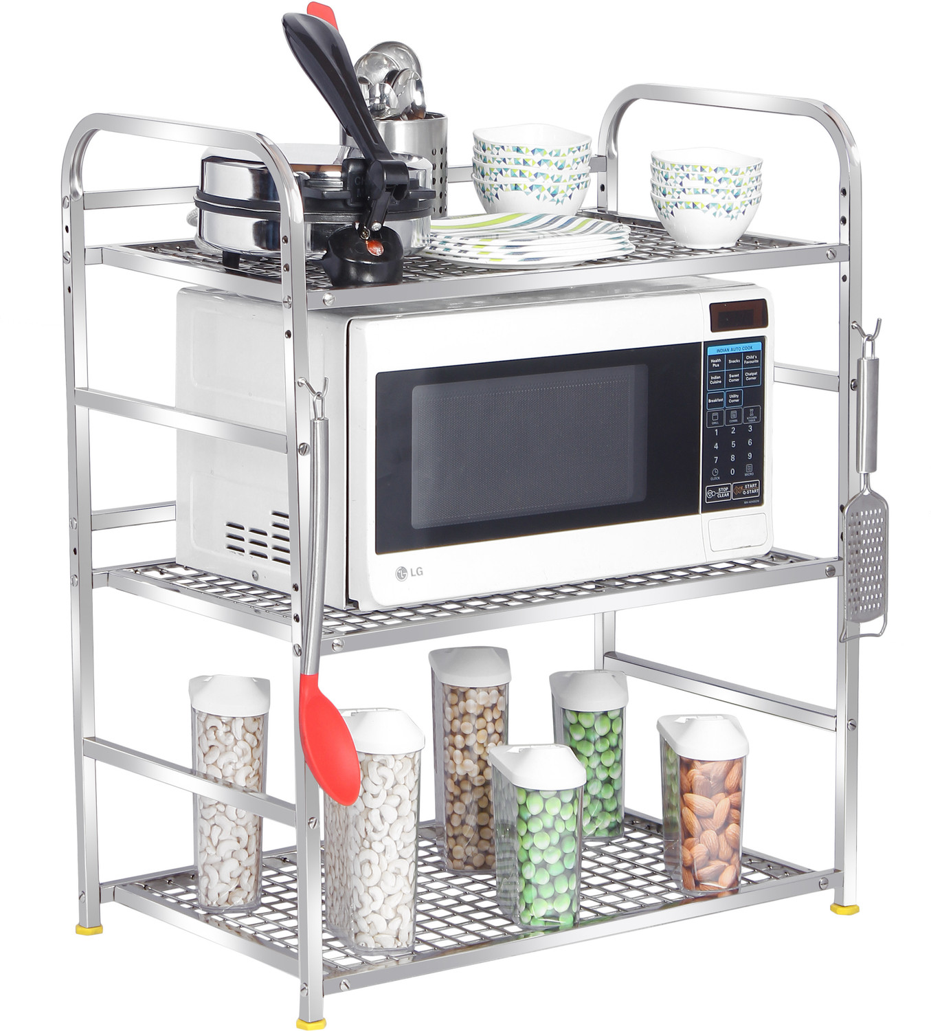 Image of Flipkart SmartBuy Utensil Kitchen Rack Steel Utensil Kitchen Rack /Microwave rack /stand /Storage Stand /oven Stand