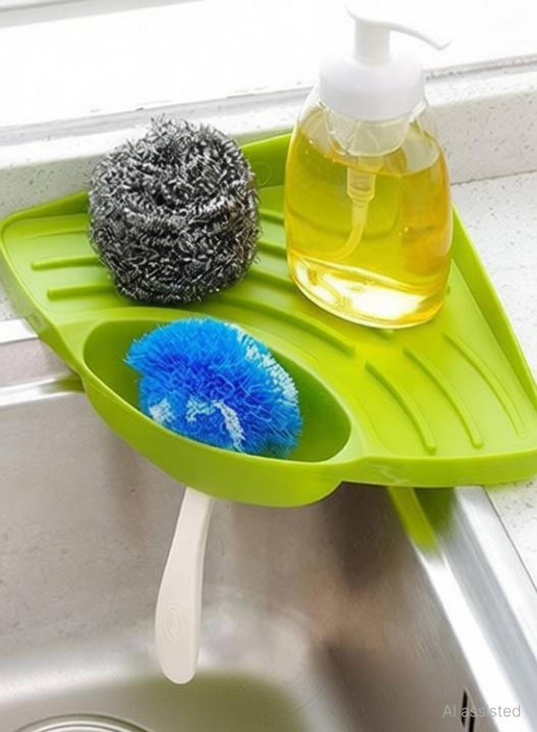 AASAISH Dish Drainer Kitchen Rack Plastic Kitchen Sink Corner Tool with Tray Storage Organizer Rack for Soap