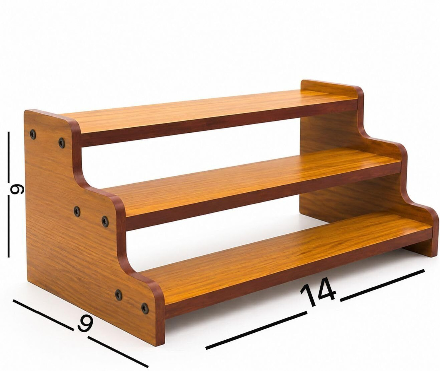 Image of LIXERA Containers Kitchen Rack Wood Wooden 3 Tier Kitchen Organizer Rack for Countertop