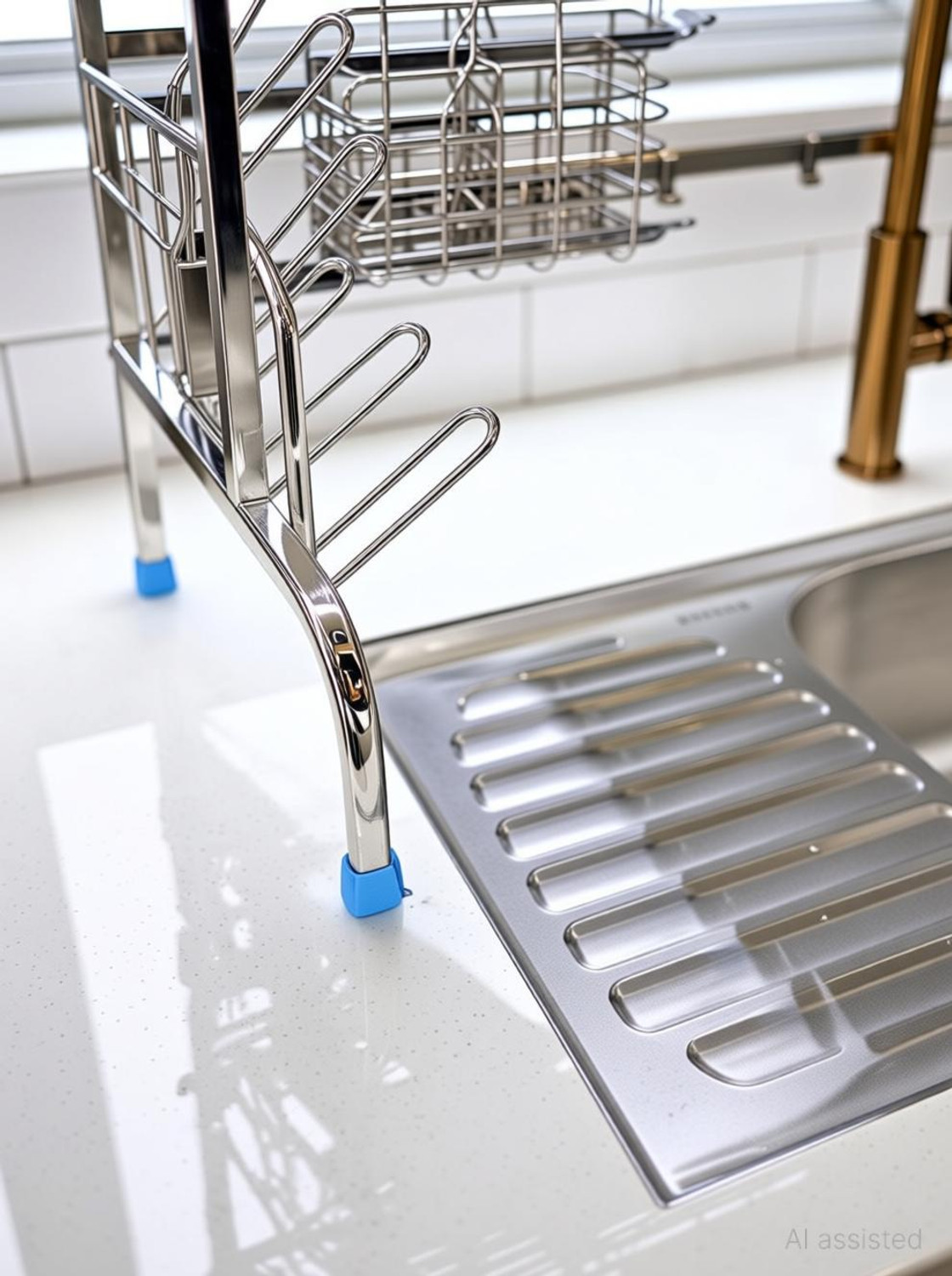 Image of Amol Utensil Kitchen Rack Steel Premium Stainless Steel Sink | Dish | Utensil Rack | Over Sink Dish Rack