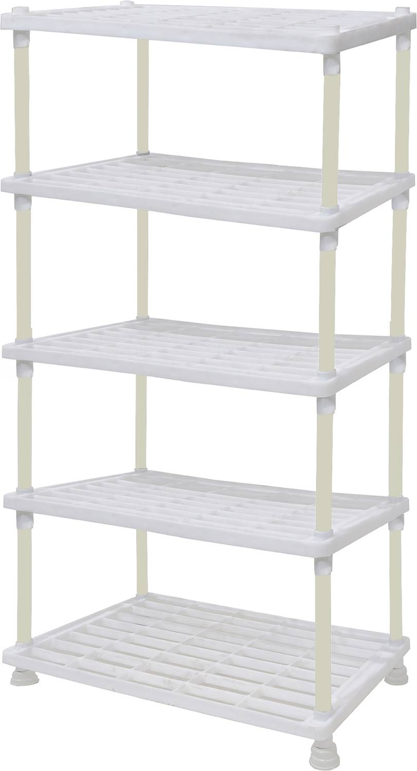 KOnline Fruits/Vegetables Kitchen Rack Plastic 5-Layer White Tray Design Kitchen Rack for Easy Storage — Kitchen Organizers & Racks