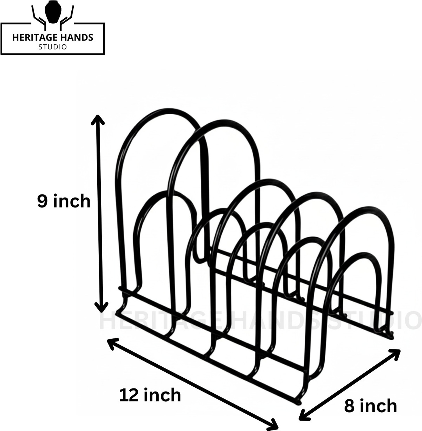 Image of HERITAGE HANDS STUDIO Utensil Kitchen Rack Adjustable Iron Rack with 8 Slots Iron
