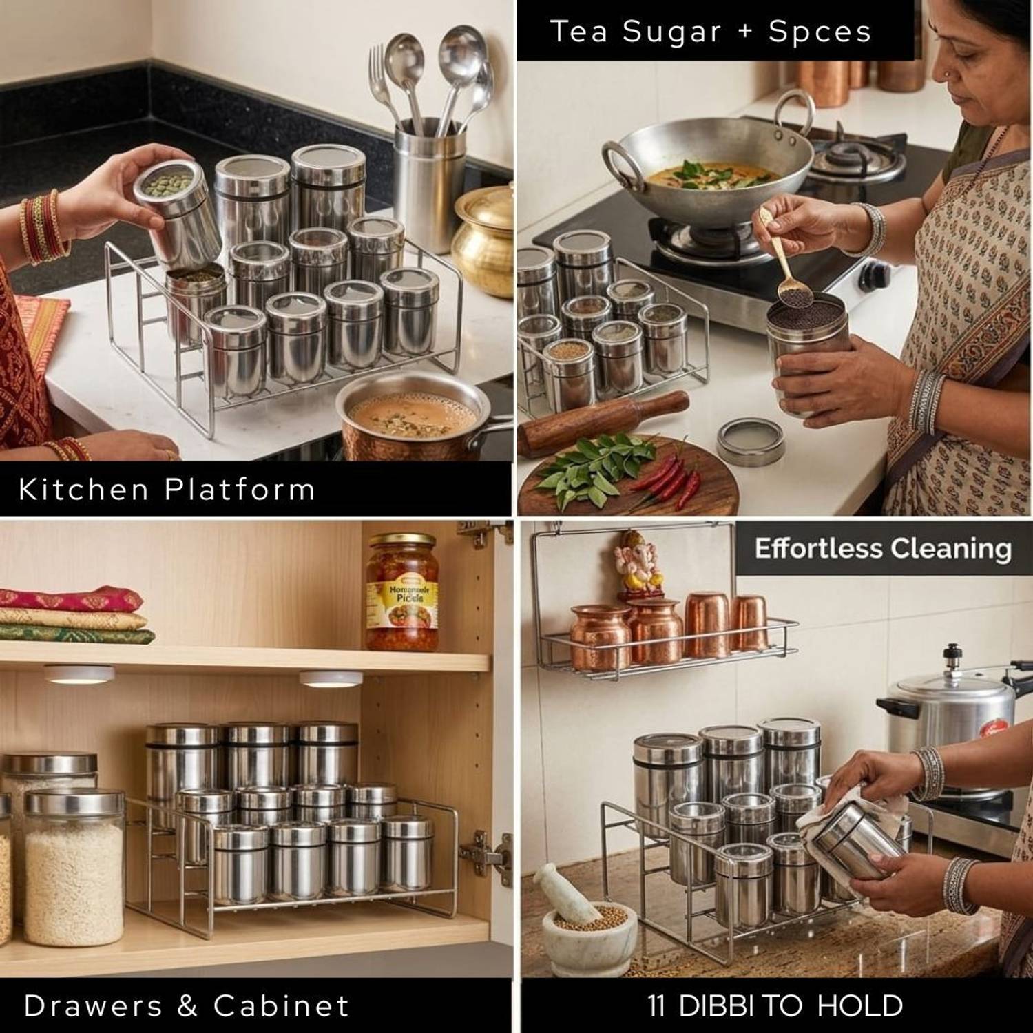ECOLEX 11-Piece Stainless Steel Spice Organizer - Image 5