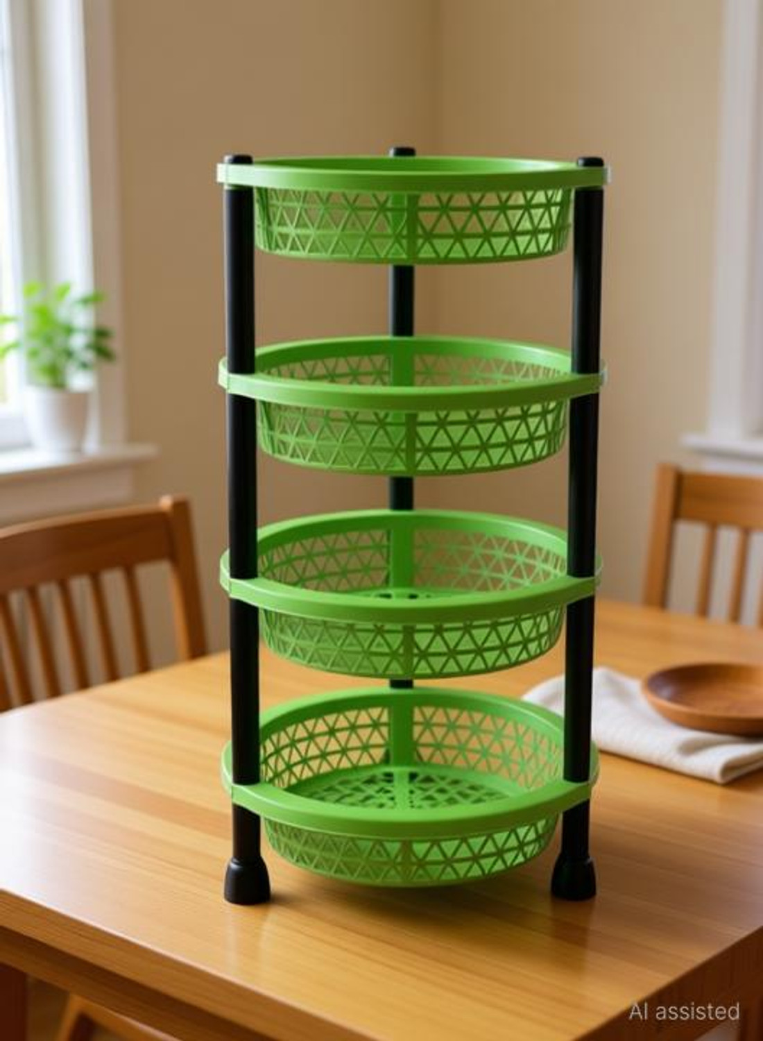 Image of Muenterprises Fruits /Vegetables Kitchen Rack Plastic Plastic 4 Layer Multipurpose Kitchen Storage Rack | Fruit & Vegetable Trolley