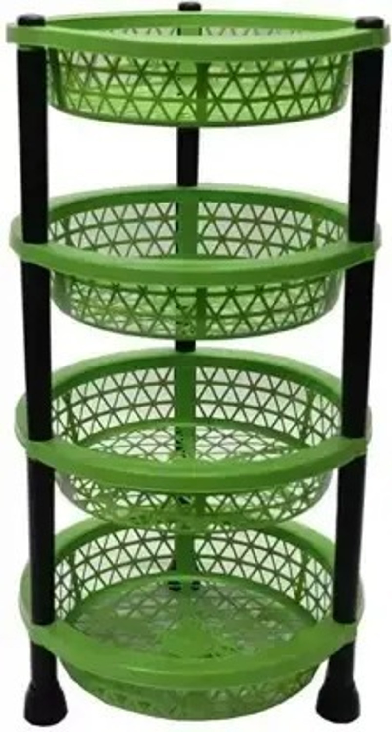 Image of Muenterprises Fruits /Vegetables Kitchen Rack Plastic Plastic 4 Layer Multipurpose Kitchen Storage Rack | Fruit & Vegetable Trolley
