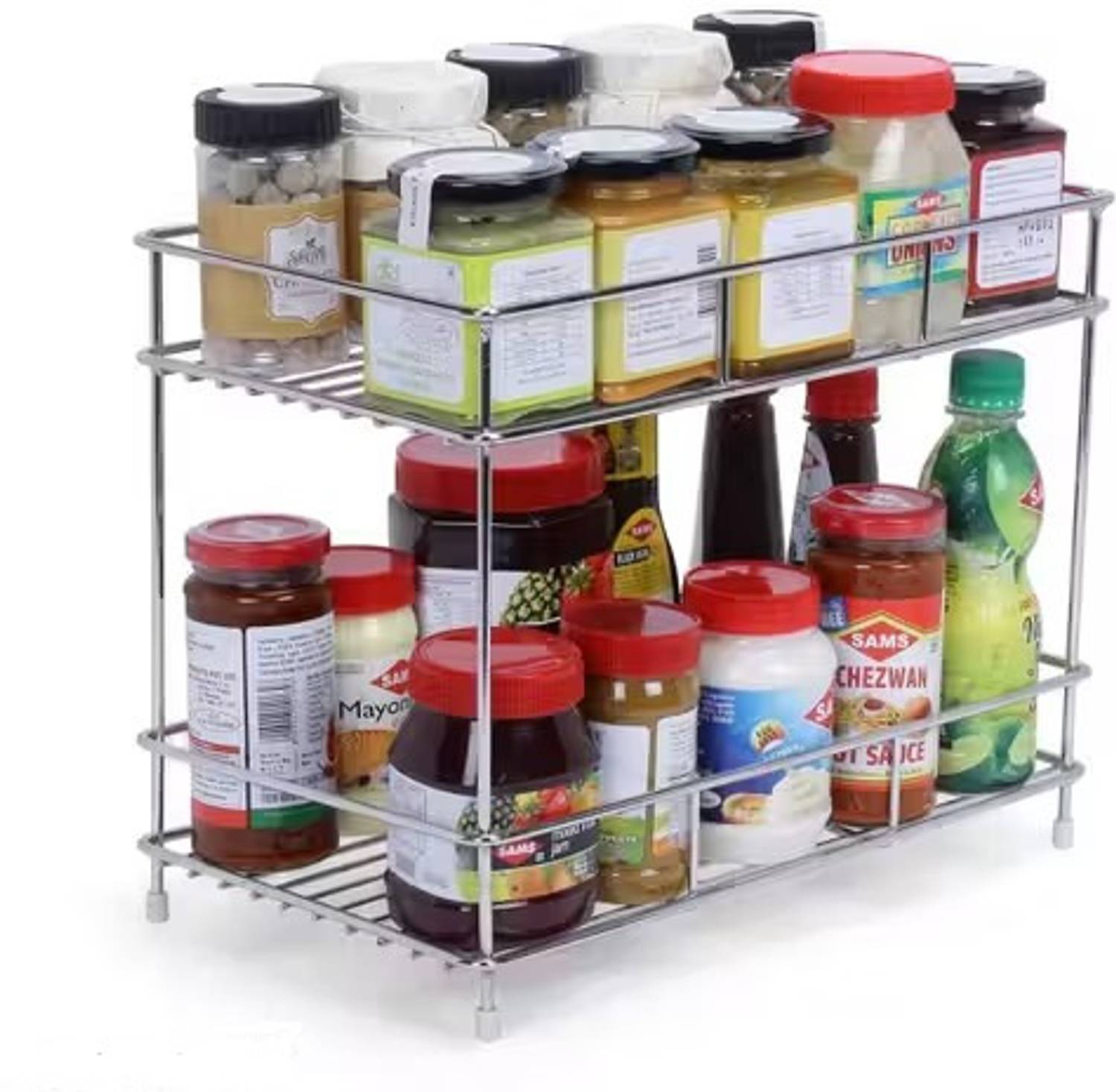 VISKHAPRA Plate Kitchen Rack Steel Spice Rack, Kitchen Rack, Bathroom Self, Kitchen Self, 2 Layer Multipurpose Rack — Spice Boxes & Masala Dabbas