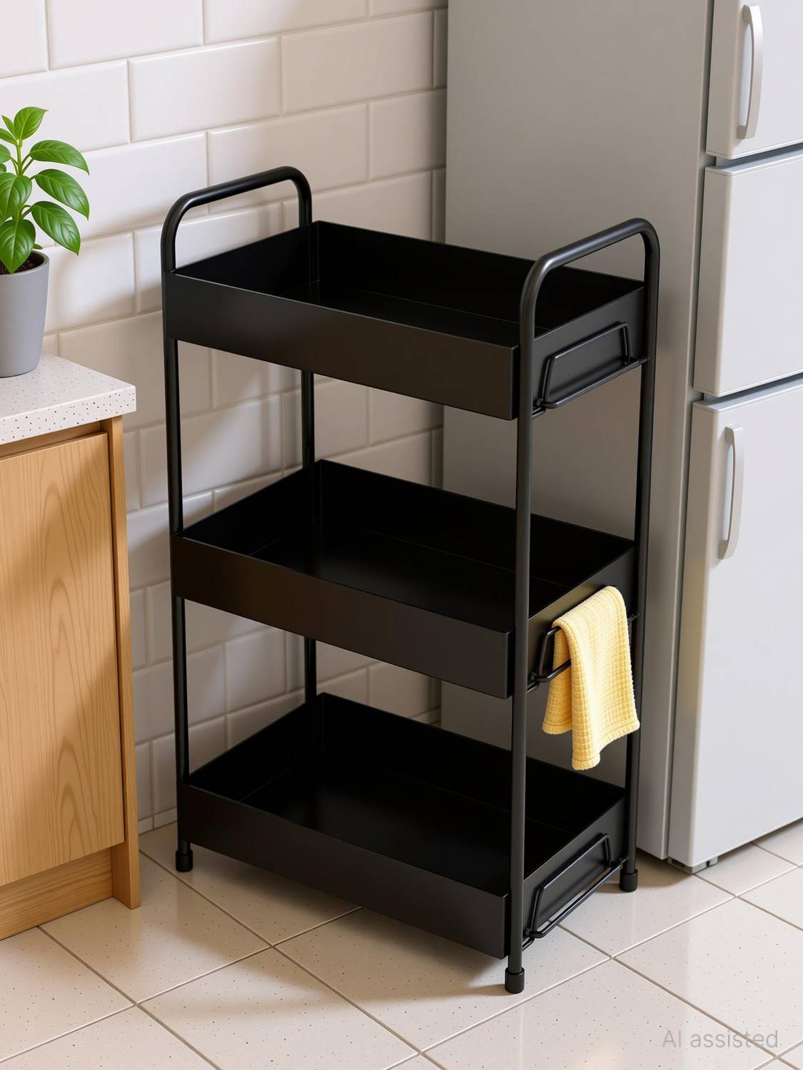 APPUCOCO Containers Kitchen Rack Iron 3-Tier multistorage/Multipurpose Standing Rack