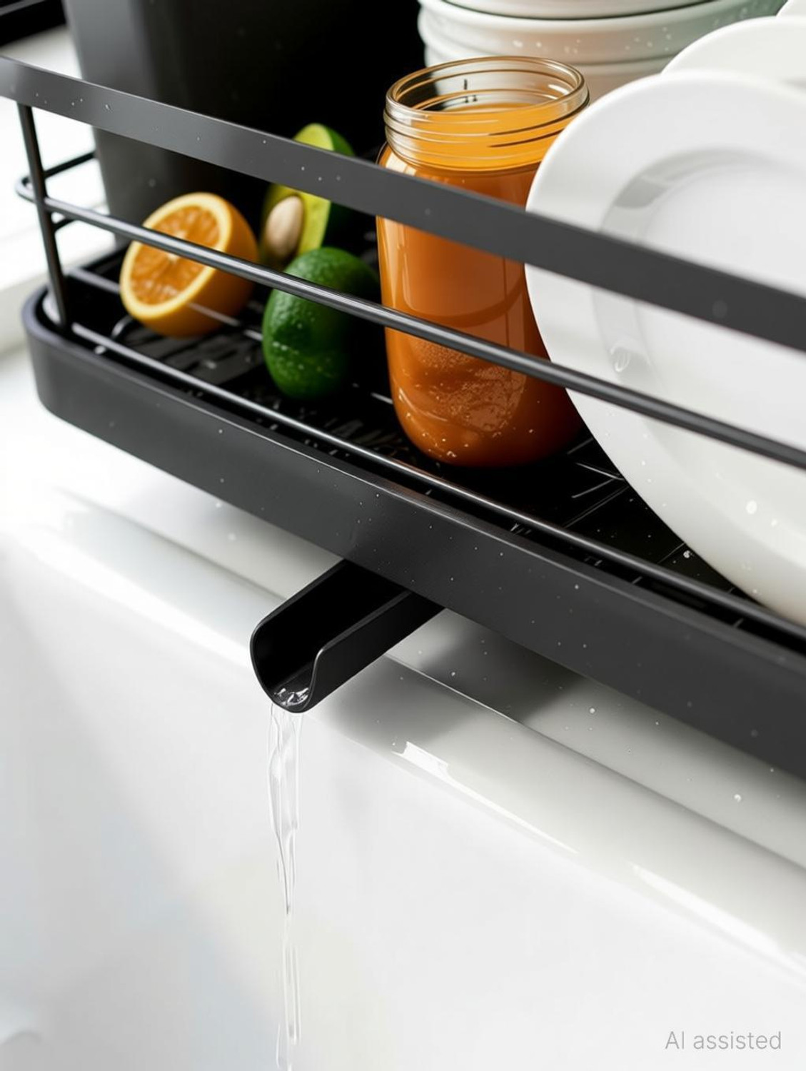Image of M Y Dish Drainer Kitchen Rack Utensils Drying Rack /Dish Drying Rack with Drainer Tray /Bartan Stand Carbon Steel