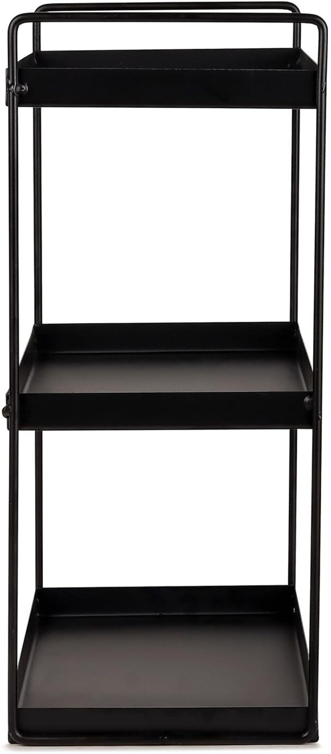 Image of CrystalCraftss Containers Kitchen Rack Iron 3 Tier Metal Storage Rack Multipurpose Kitchen Cosmetic Organizer Black