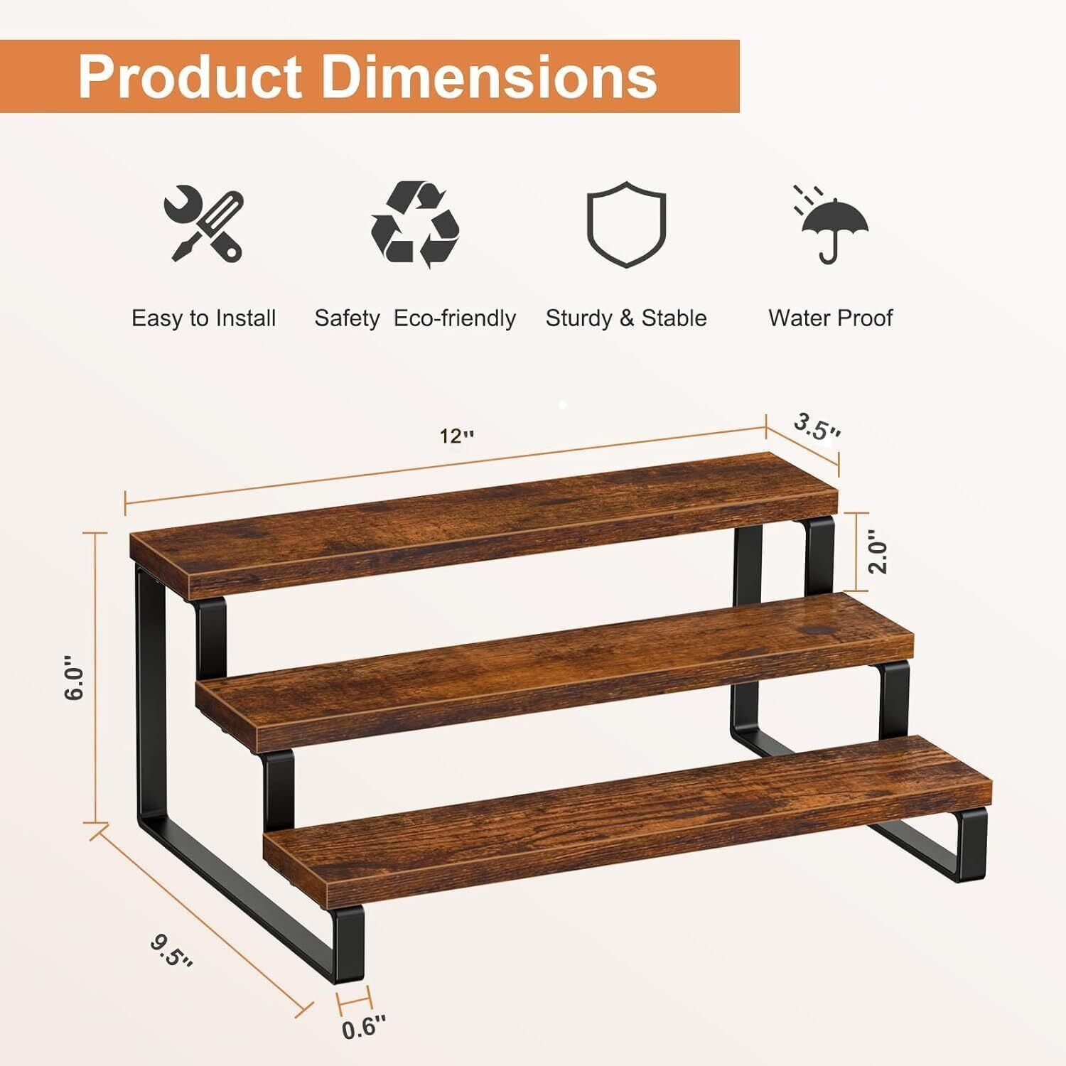 Image of DWHANDICRRAFT Containers Kitchen Rack Wood 3-Tier Engineer Wood Spice Rack for Kitche Countertop