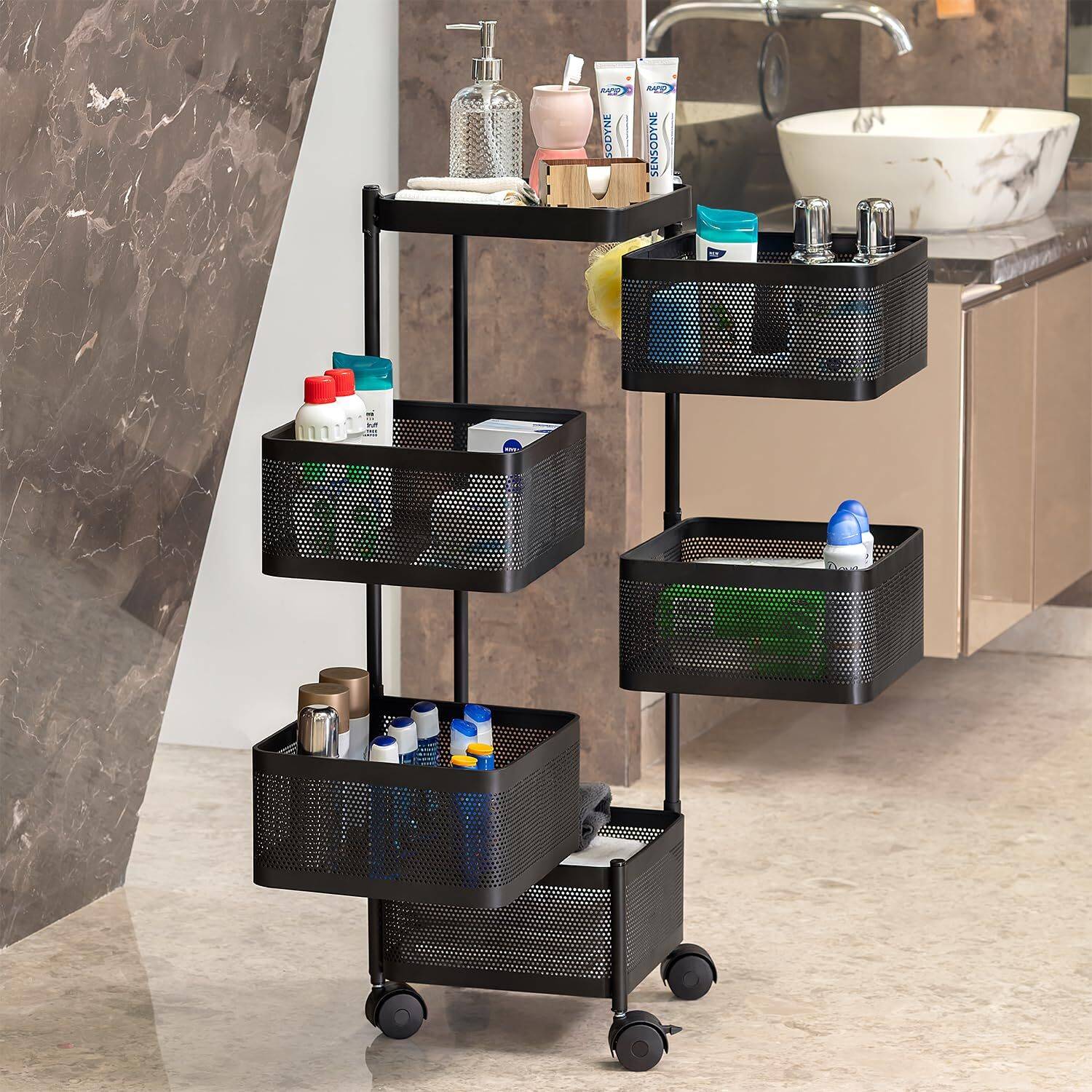 ZooY 5 Layer Kitchen Trolley Storage Rack Square Design Fruits & Vegetable Basket Iron Kitchen Trolley Rs. 1493 - Flipkart
