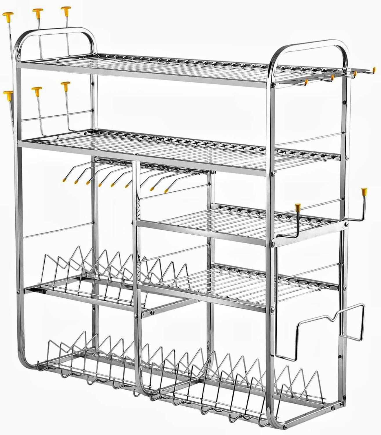 Image of DEMIQON Utensil Kitchen Rack Steel Good Quality Kitchen Rack | Dish Rack with Plate & Cutlery Stand 31 x 30 Inch
