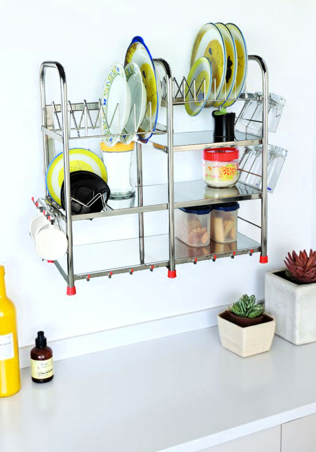 Image of Amol Utensil Kitchen Rack Steel Premium Stainless Steel Utensils Stand | Kitchen Organizers | Kitchen Stand