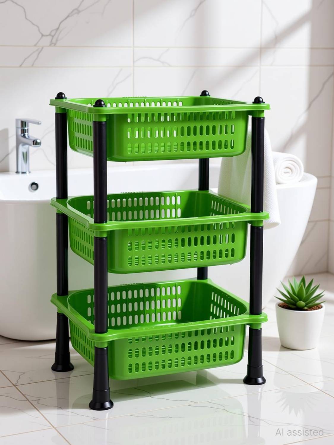 VM BOND Multipurpose Kitchen Storage Folding Rack Plastic Fruit & Vegetable Basket