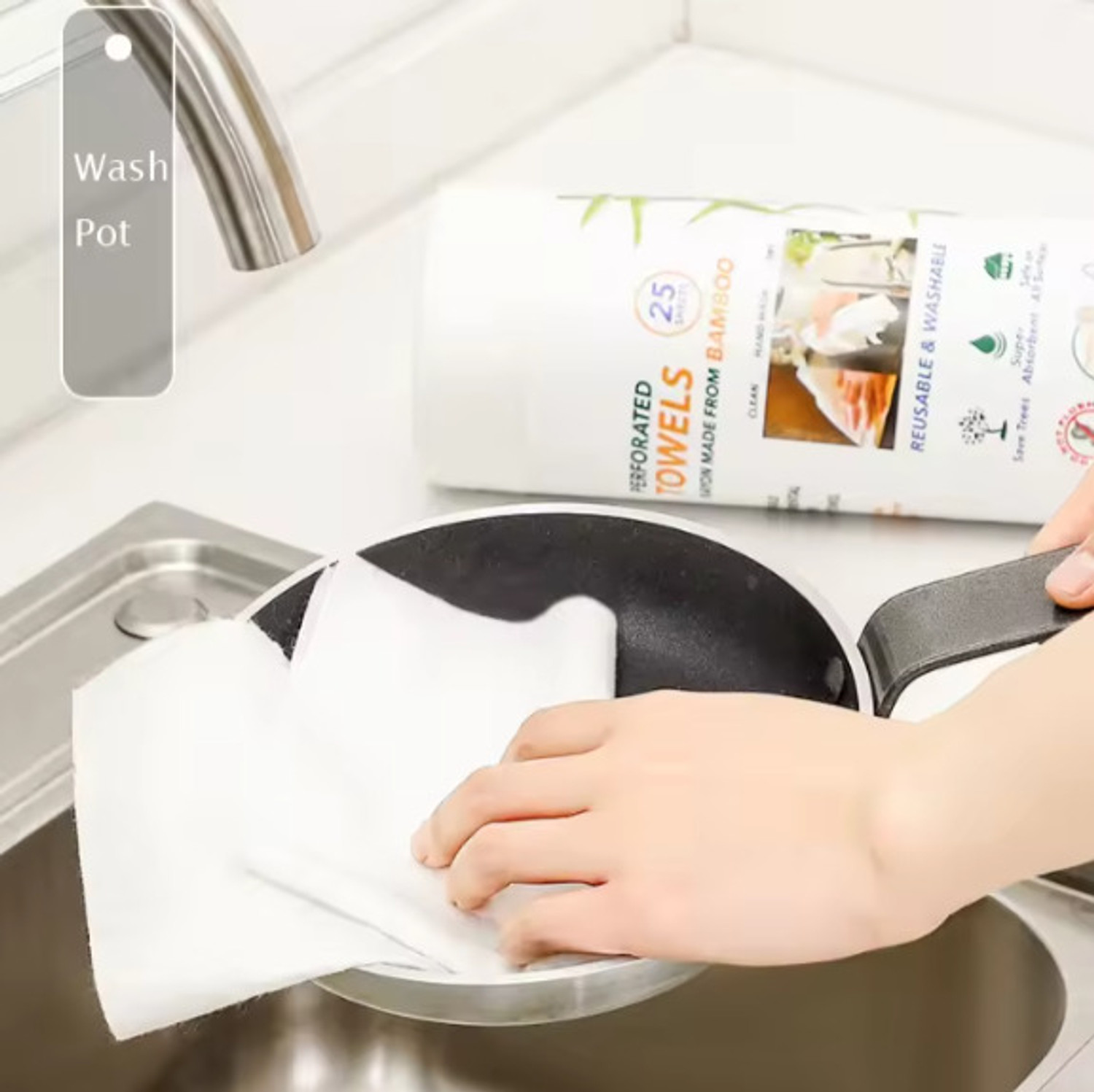 Image of Ziccs 100% Reusable Bamboo Kitchen Towel | Kitchen Wipes & Kitchen Cleaning Cloth