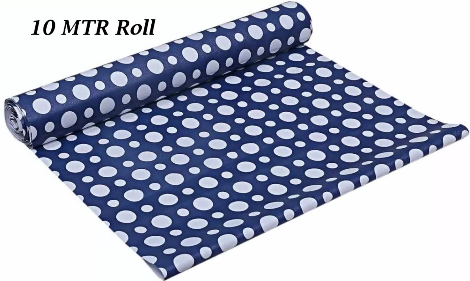 Best Indeed 10 Meter Rectangular Long Shelf Liner Blue Dot, Size - 45 x 1000 cm