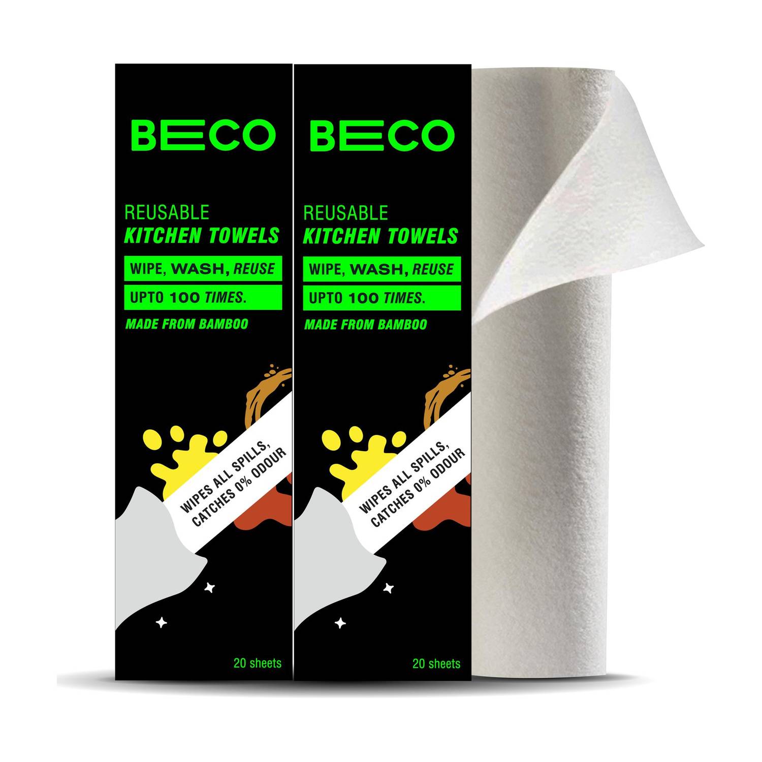 Beco Bamboo Reusable Kitchen Towel|Reusable upto 4000 times|100% Natural Ecofriendly