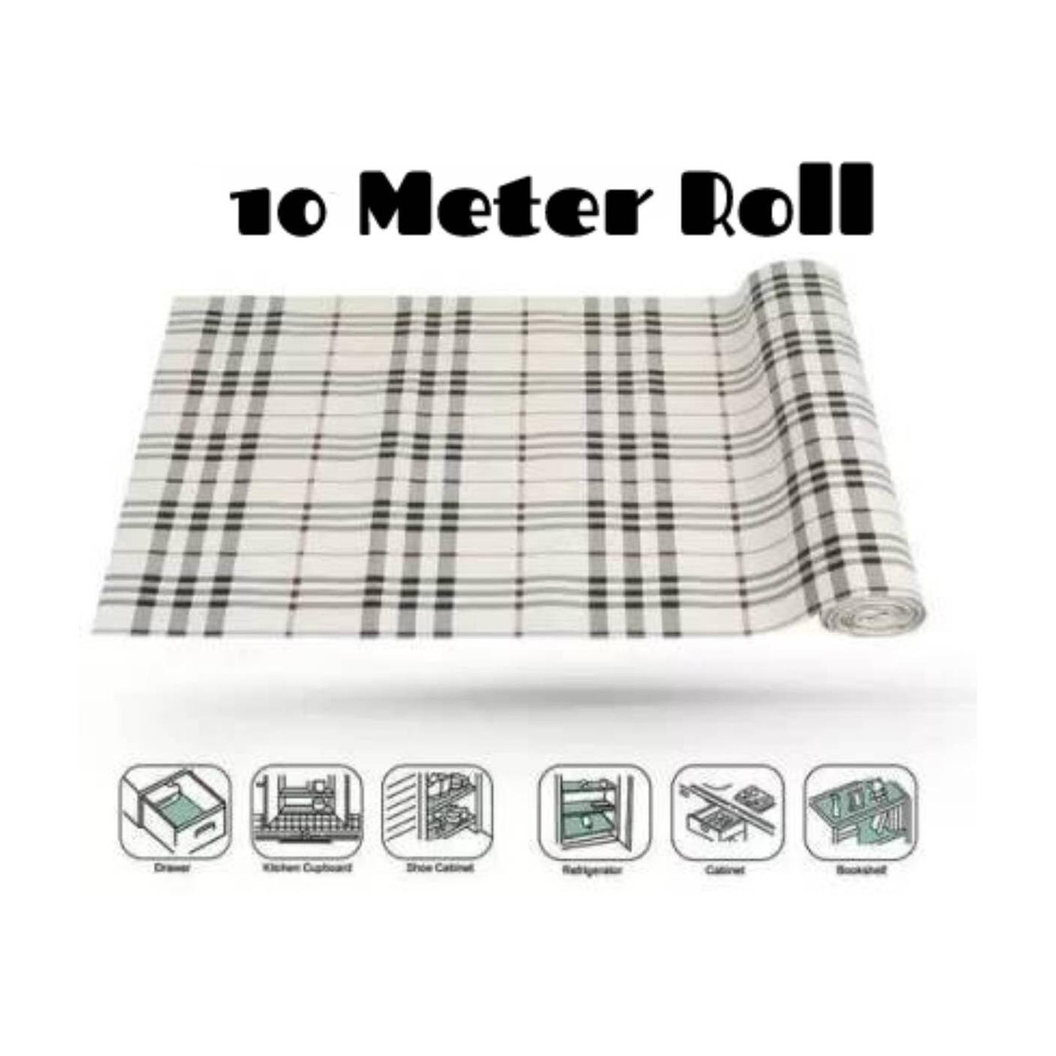 Image of Best Buy Collection 10 Meter White Check Mat /Cover for Almirah, Drawer, Wardrobe Shelf ,Kitchen