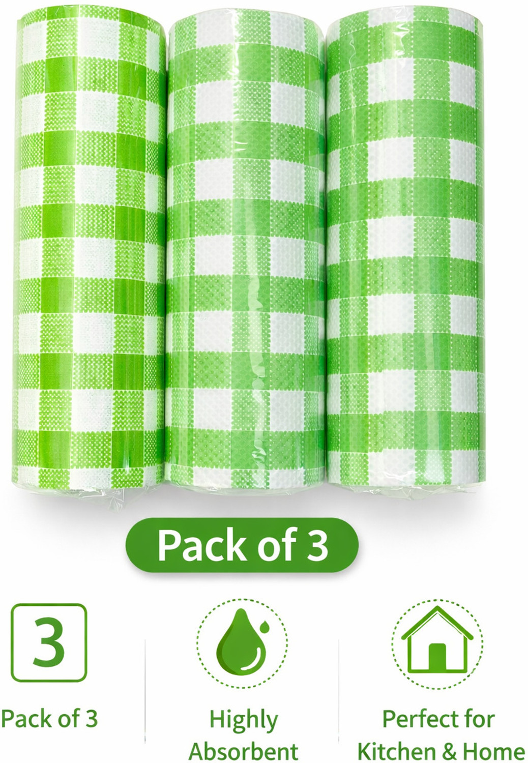 Image of KITCHENBIZ kitchen towel roll pack of 3 Wet and Dry Non-woven Cleaning Cloth