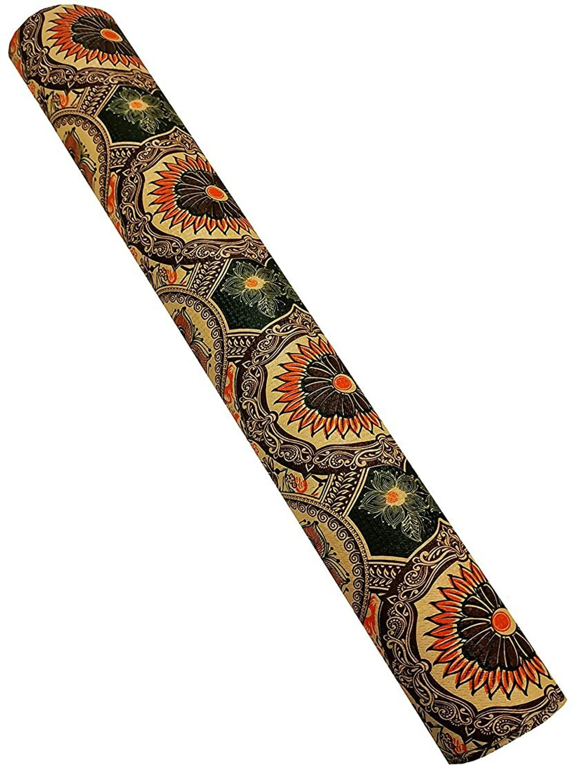 Image of Best Indeed 10 Meter Rectangular Long Shelf Liner Yellow Round Rangoli, Size - 45 x 1000 cm