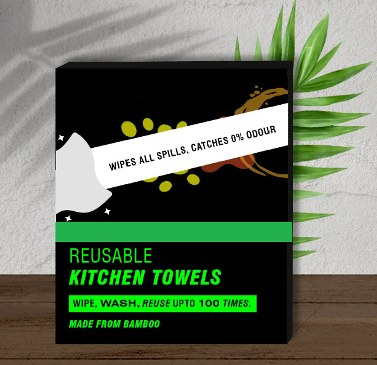 Image of Ziccs 100% Reusable Bamboo Kitchen Towel | Kitchen Wipes & Kitchen Cleaning Cloth