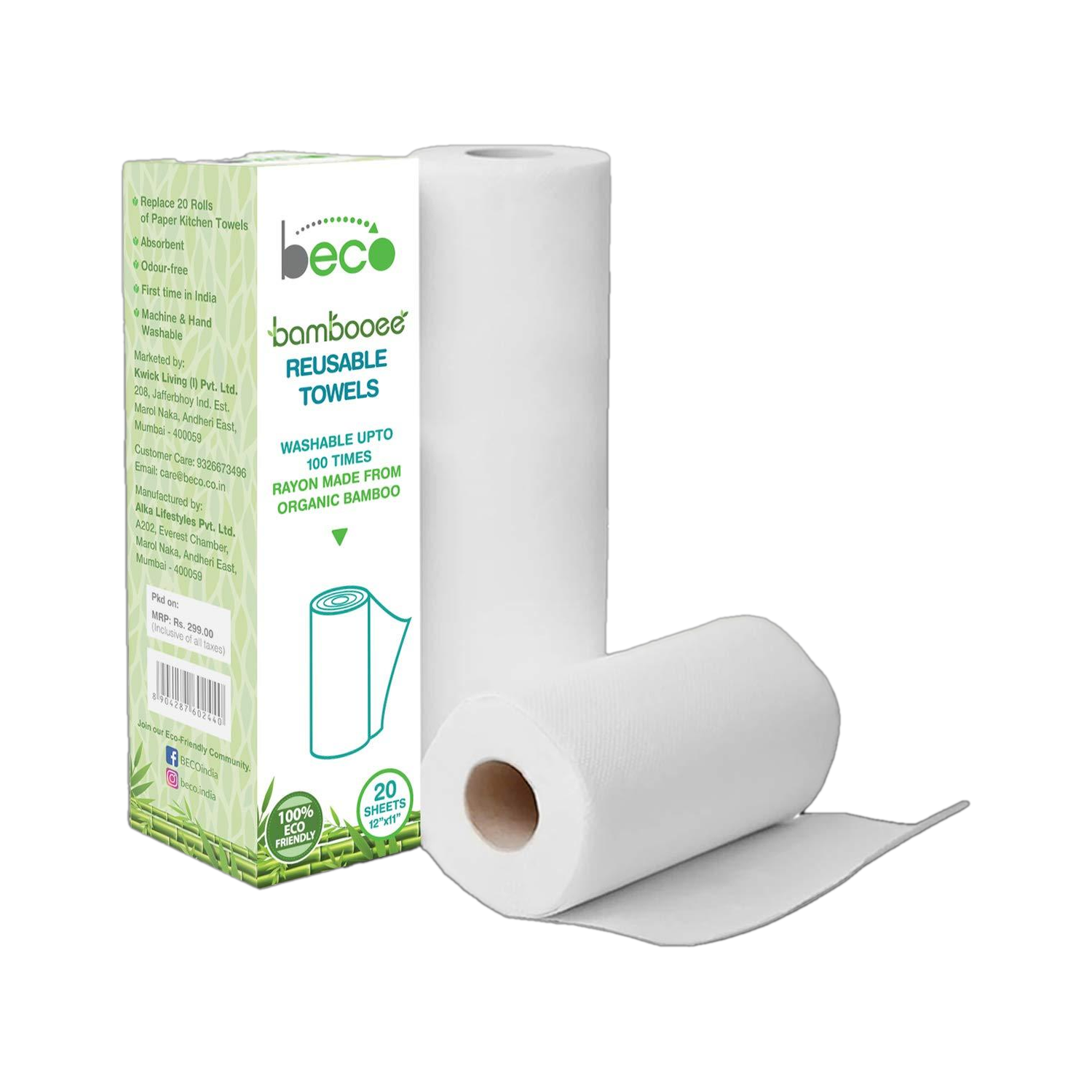 Beco Reusable Kitchen Towel Roll Natural & Organic Cleaning Bamboo Cloth
