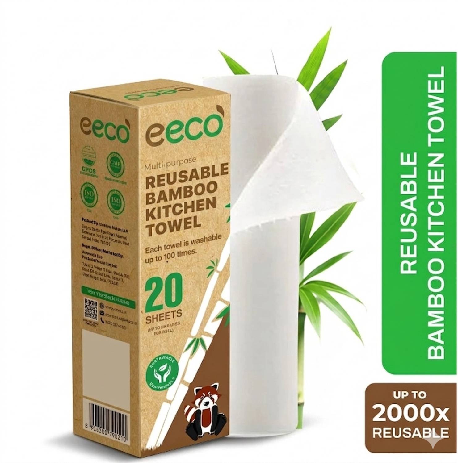 eeco Reusable Kitchen Towel, last upto 2000 uses, 100% Natural & Eco-Friendly deal from flipkart