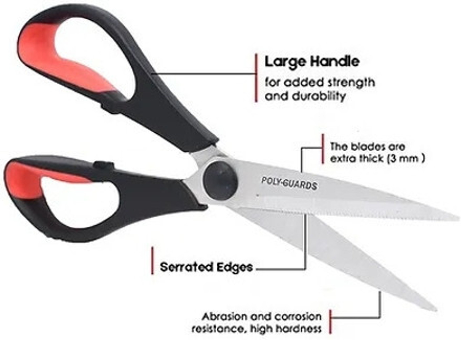 Image of POLYGUARDS Heavy Duty Serrated Kitchen Scissors Stainless Steel Fish Scissor (Multicolor, Pack of 1)