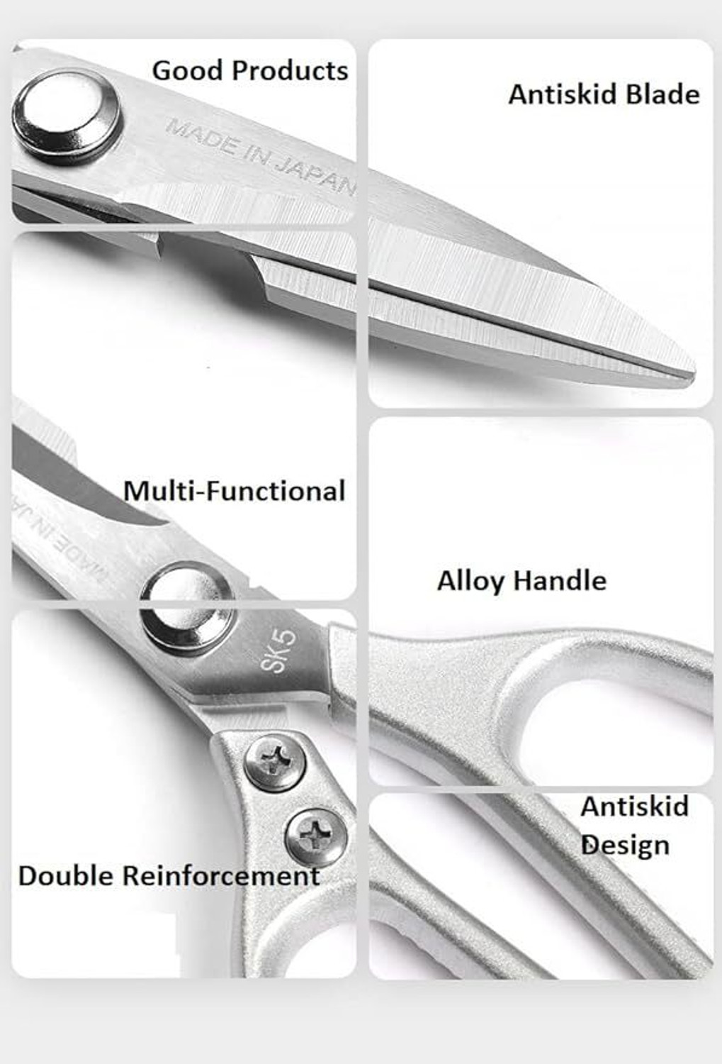 Image of homken Multipurpose Stainless Steel Kitchen Scissors for Meat, Chicken & Fish Stainless Steel All-Purpose Scissor