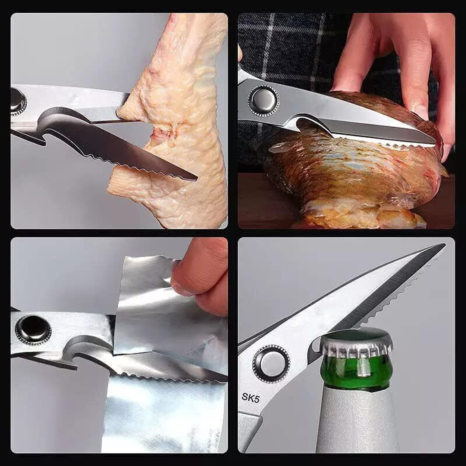 Image of homken Multipurpose Stainless Steel Kitchen Scissors for Meat, Chicken & Fish Stainless Steel All-Purpose Scissor