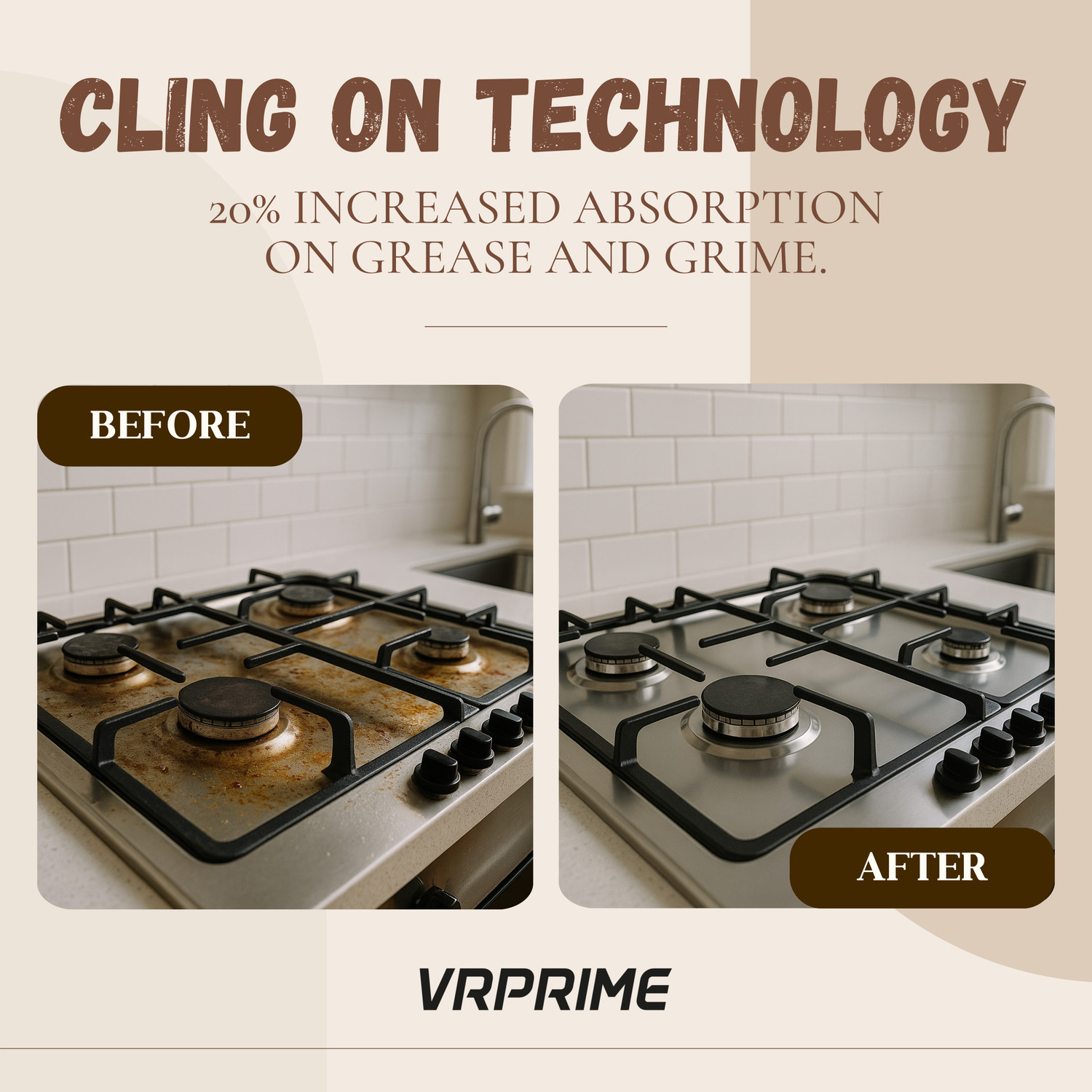 Image of VRPRIME Kitchen Cleaner Spray for Tough Grease, Oil Stains & Kitchen Surfaces Kitchen Cleaner