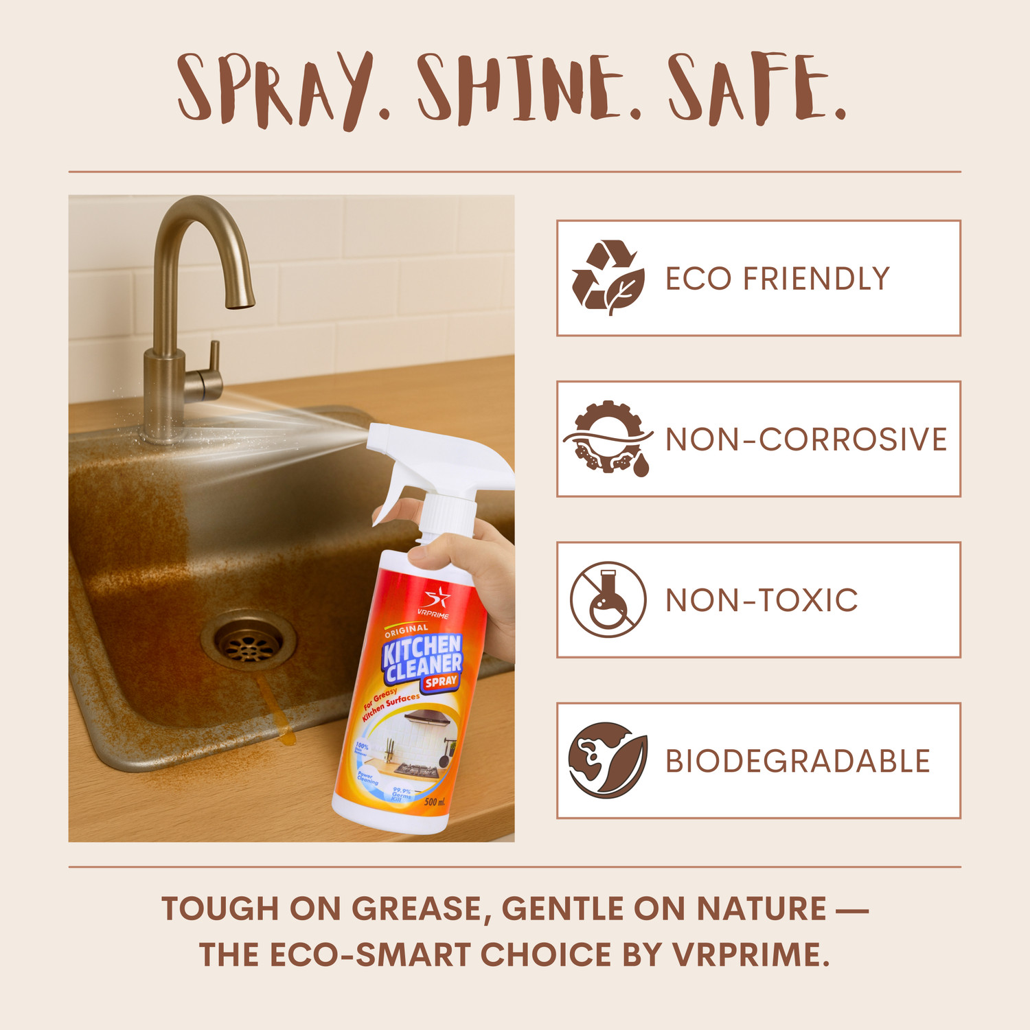 Image of VRPRIME Kitchen Cleaner Spray for Tough Grease, Oil Stains & Kitchen Surfaces Kitchen Cleaner