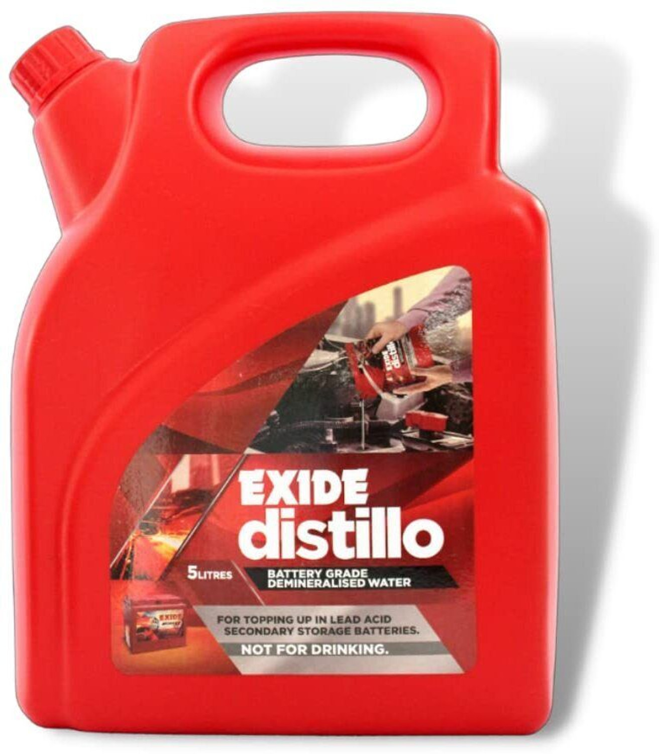 Image of EXIDE Distilled Water - 5 Liters Dm | High Purity, Mineral-Free Water PH Tested not Kitchen Cleaner