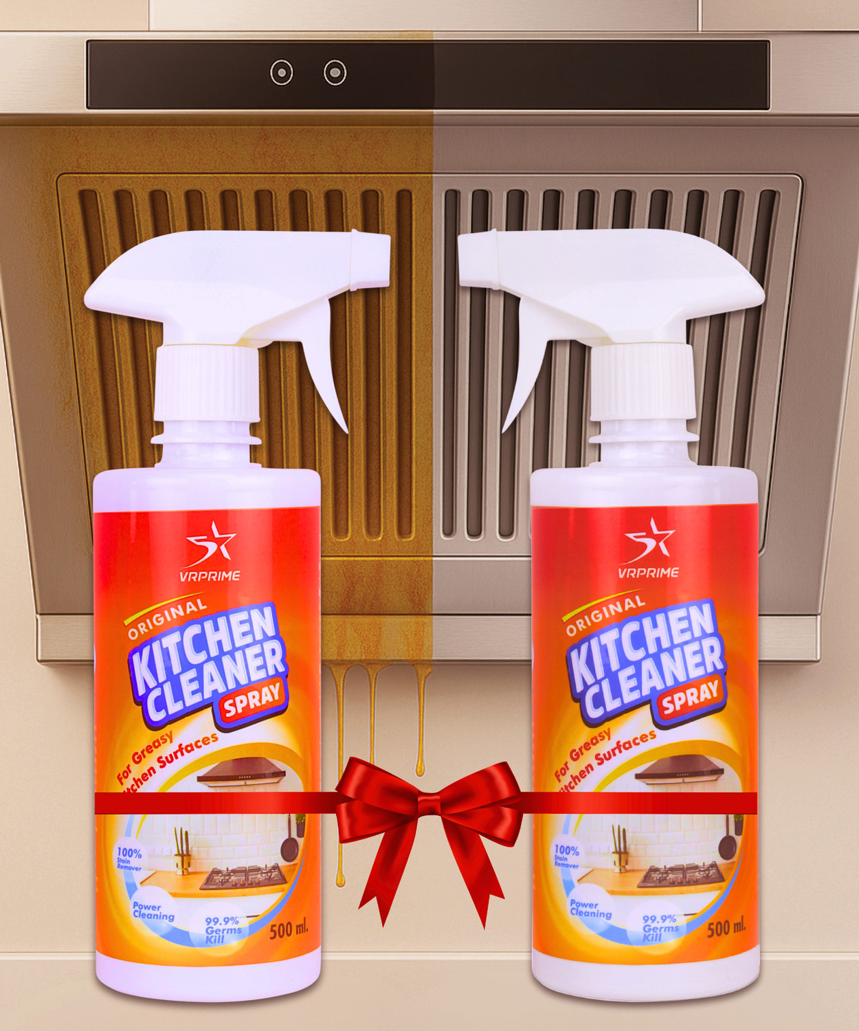 Image of VRPRIME Kitchen Cleaner Spray for Tough Grease, Oil Stains & Kitchen Surfaces Kitchen Cleaner