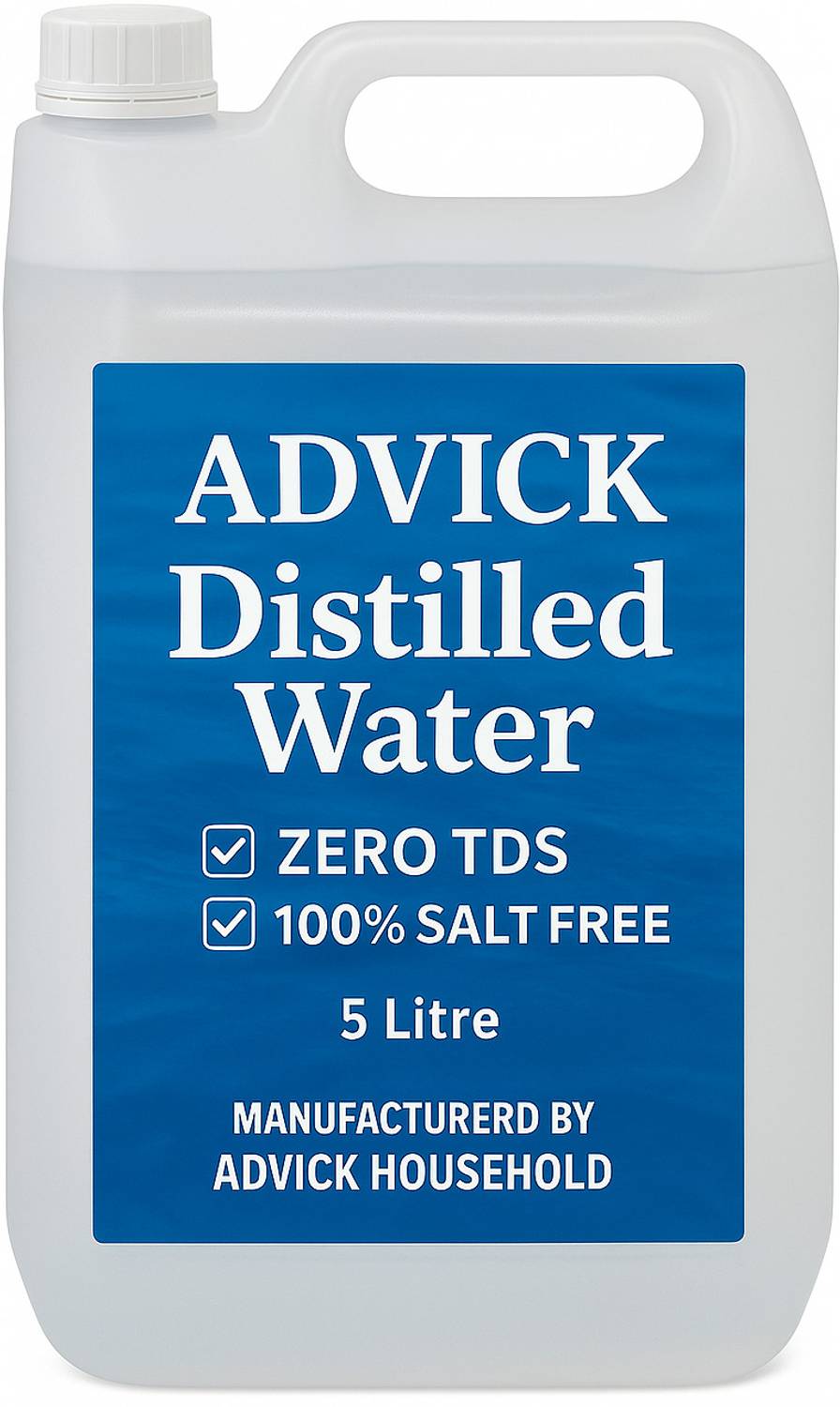Advick Distilled Water 0 TDS Pure Water for Battery, Inverter ,Cosmetics & Lab Kitchen Cleaner