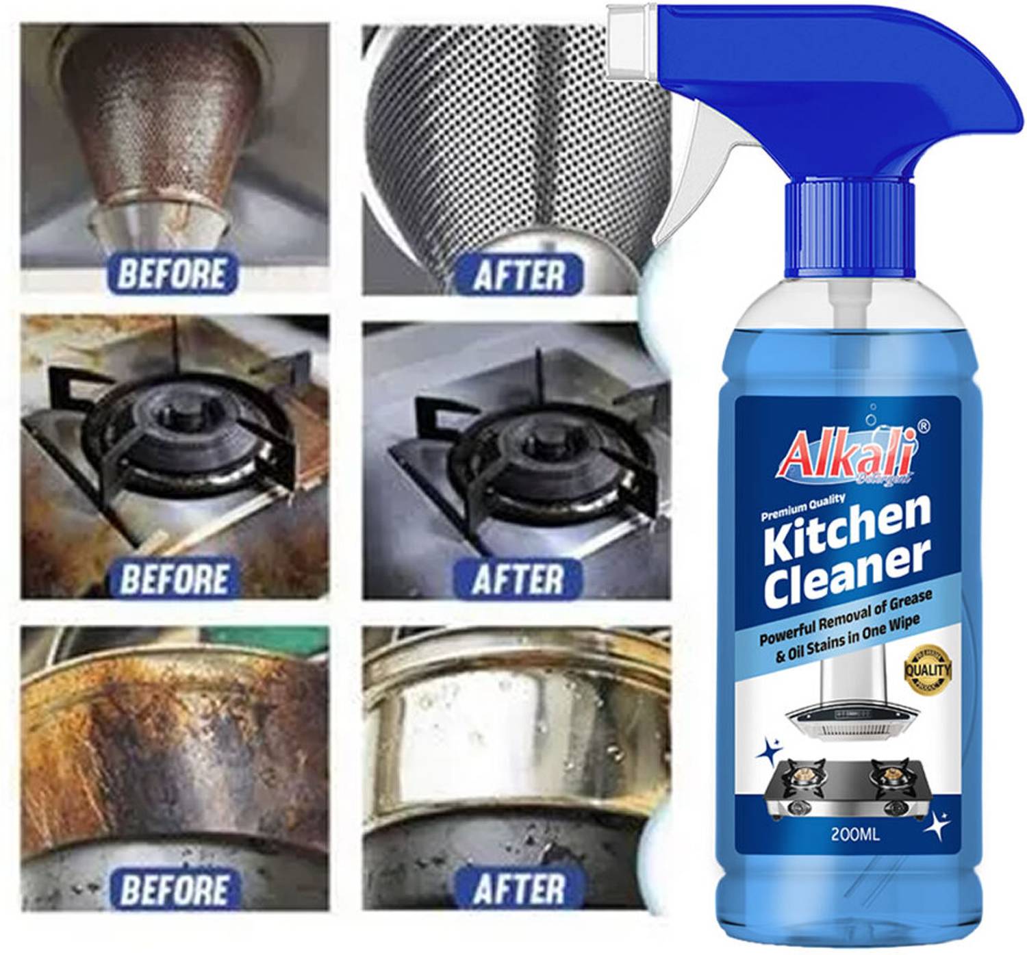 alkali Oil Cleaning Spray for Burnt Grease & Kitchen Dirt-200 ml-Pack of 1 Kitchen Cleaner