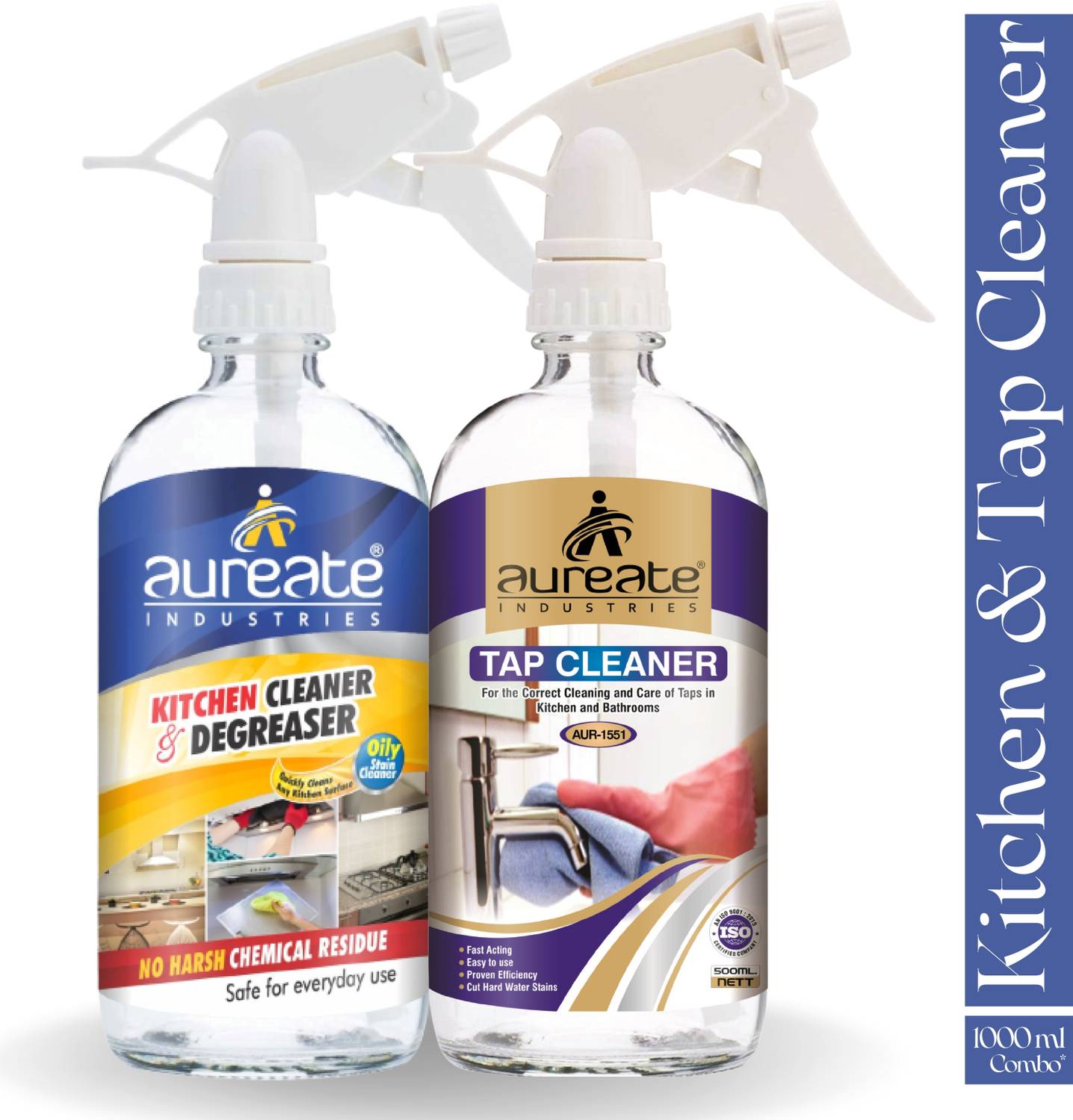 Aureate Kitchen Cleaner & Tap Cleaner Spray Combo For Bathroom Fittings & Kitchen Cleaner